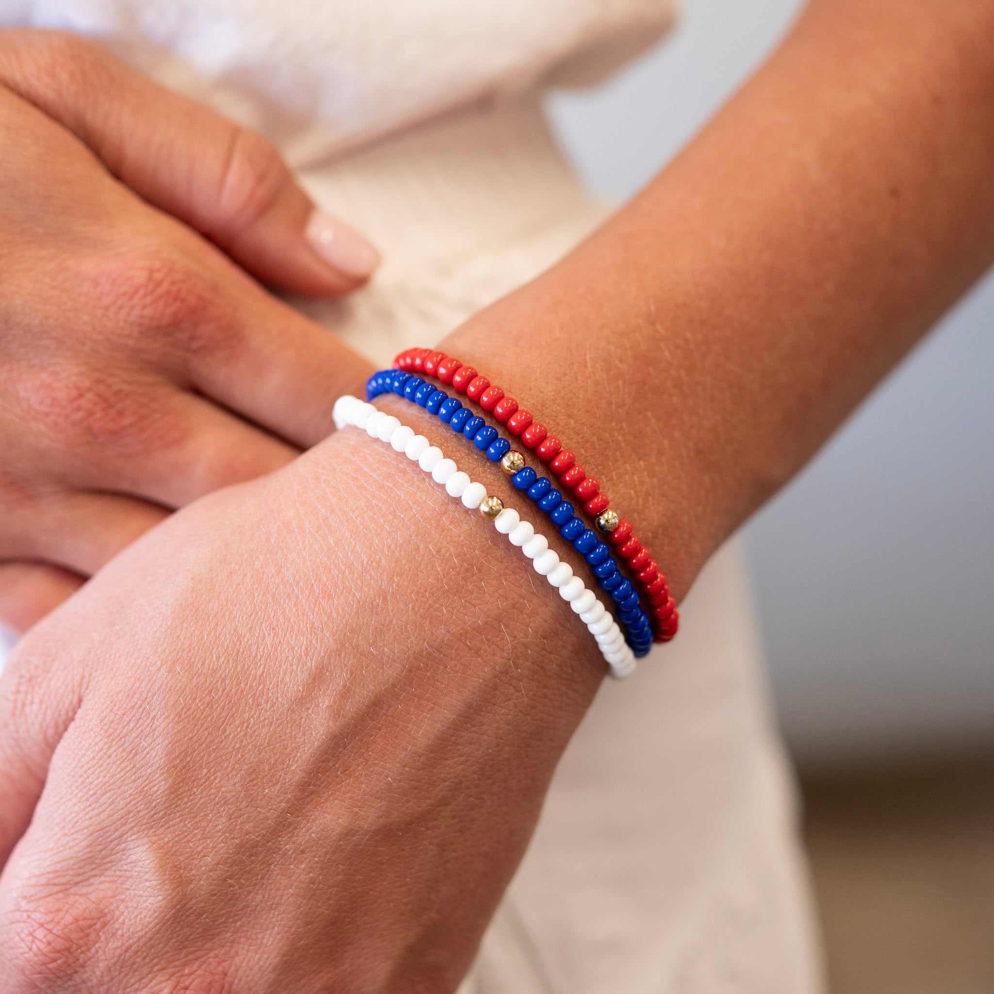 July 4th Americana Seed Bead Bracelet Stacking