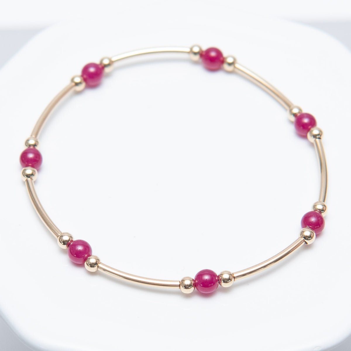 July Ruby Beaded Lux Tube Bracelet - Jewel Ya