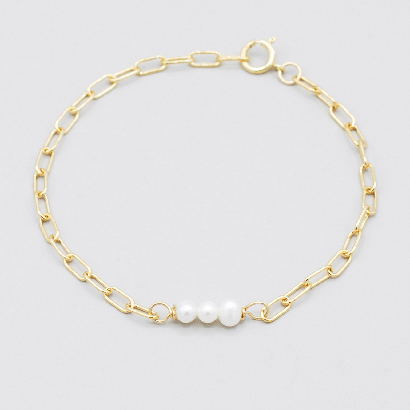June Pearl Paper Clip Chain Bracelet