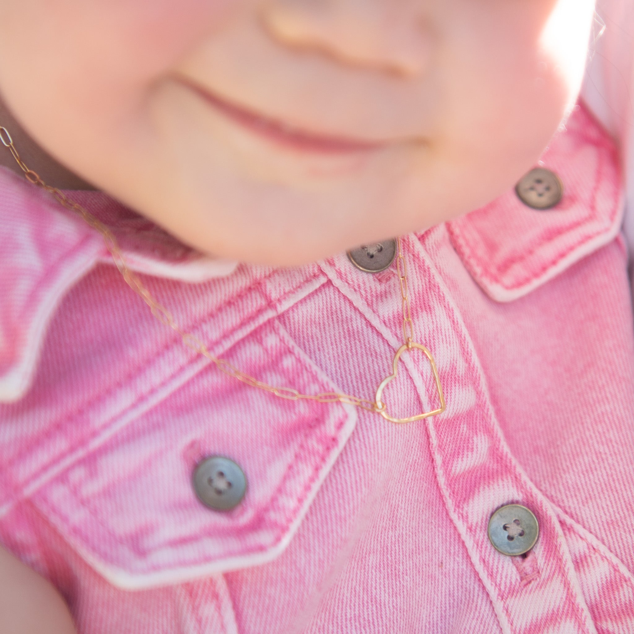 Kid's Heart Link Paper Clip Necklace - Jewel Ya