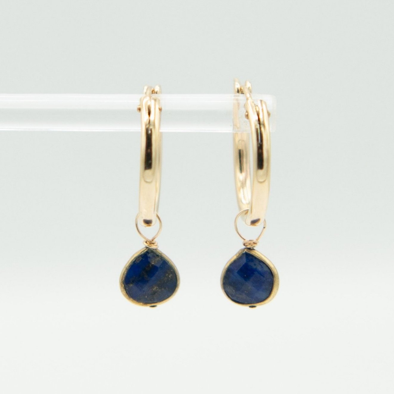 Lapis Teardrop Hoop Drops