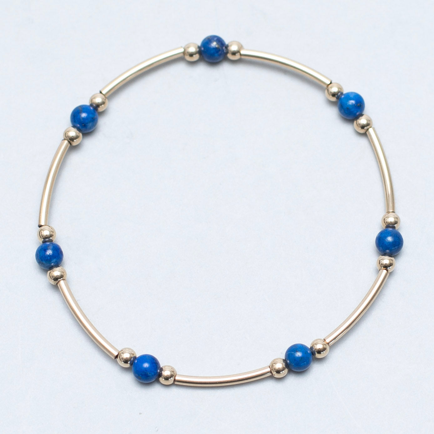 Lapis & 14k Gold Filled Tube Bracelet