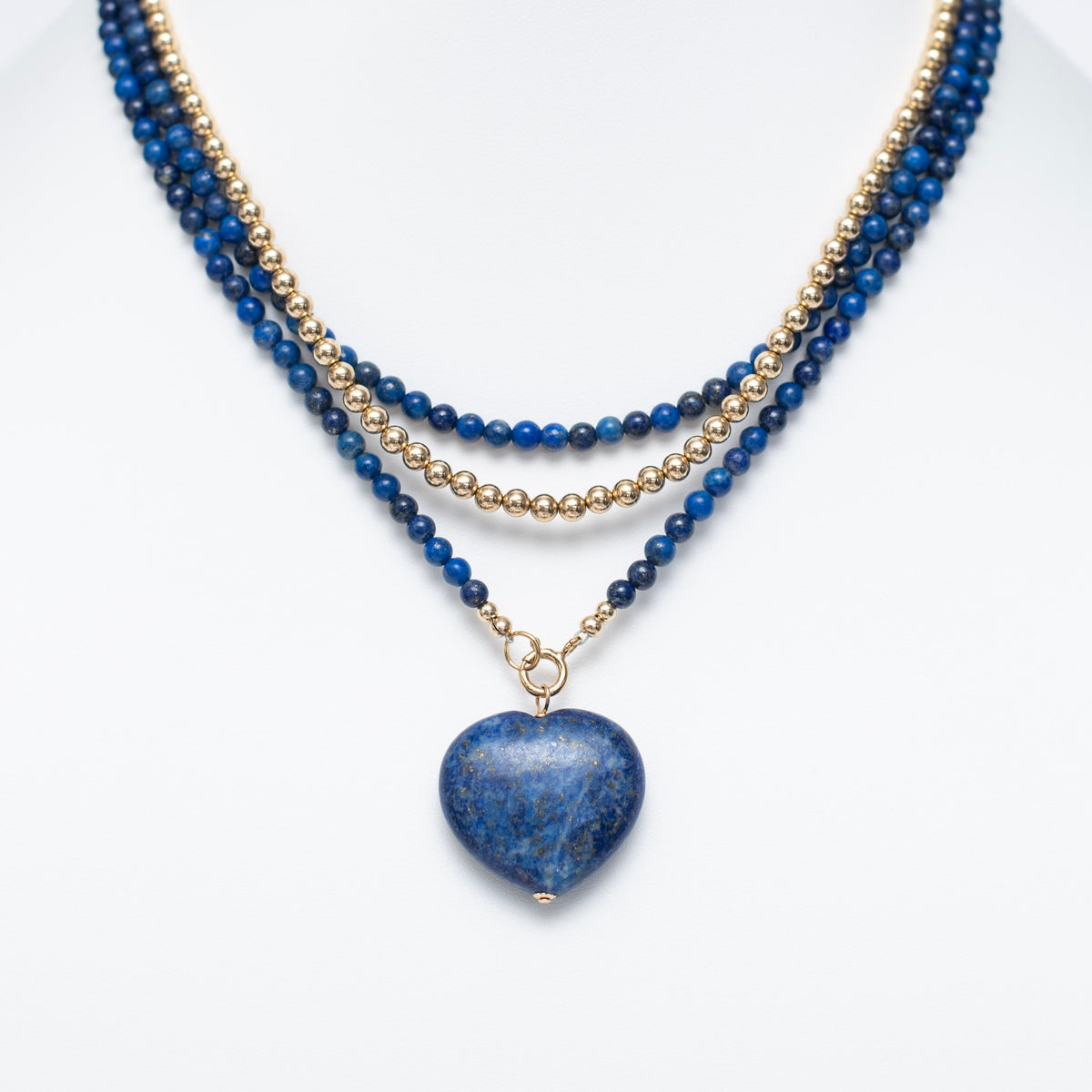 Lapis Heart Necklace & Gold Necklace Layers