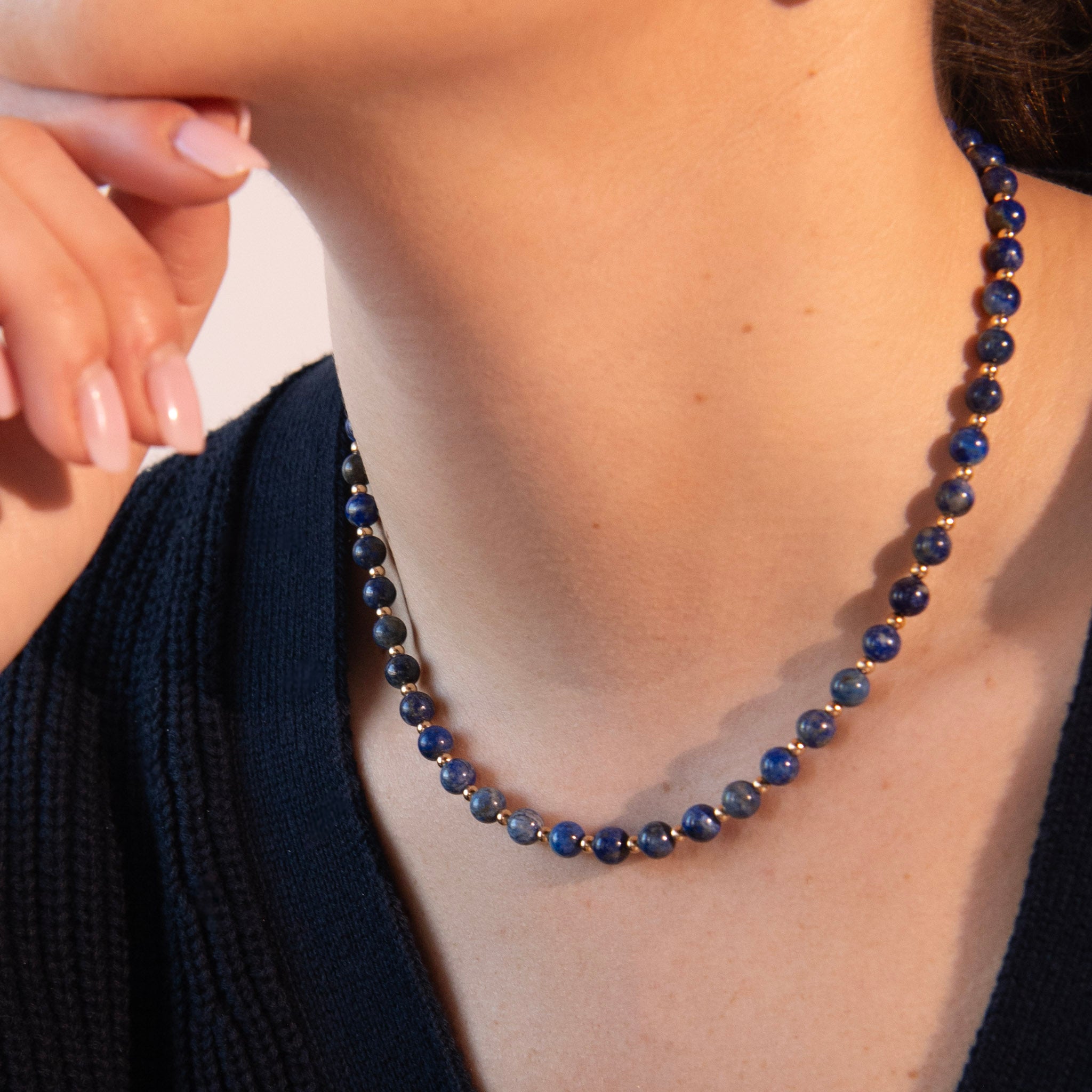 Lapis & Beaded Lux Necklace