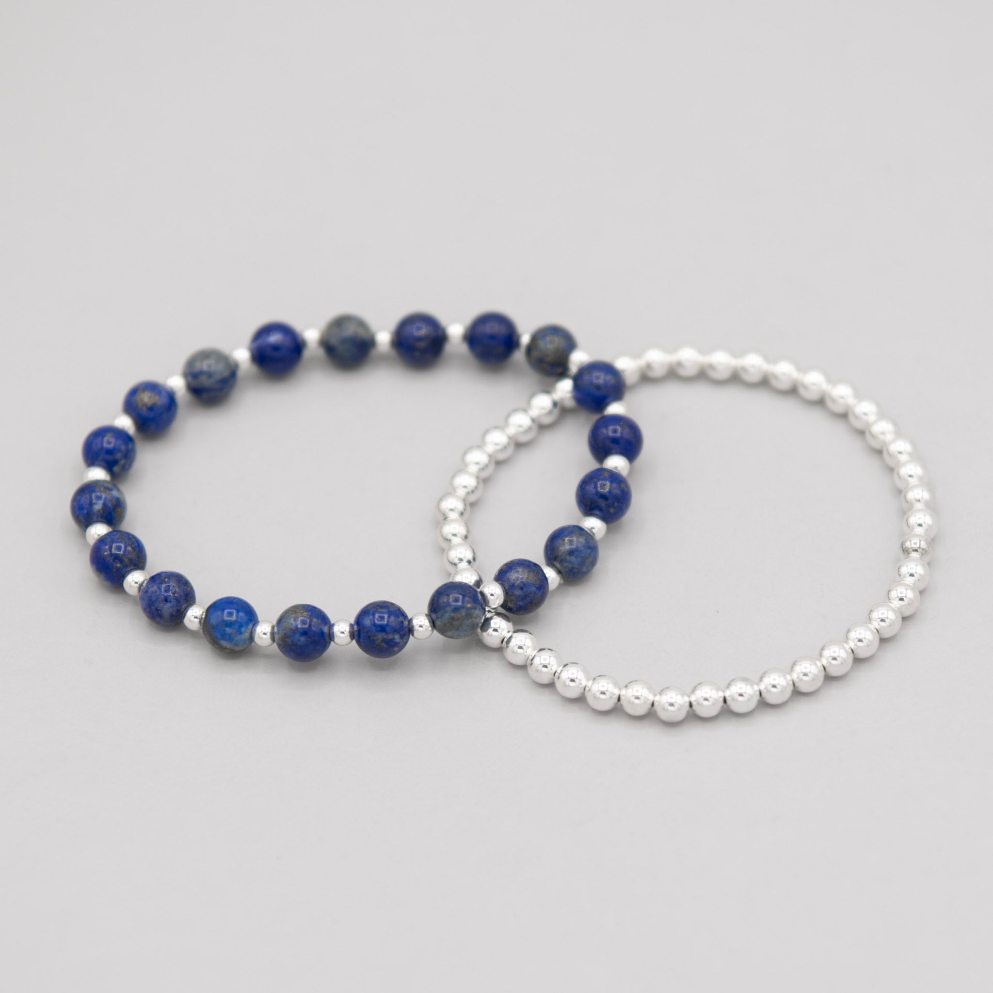 Lapis & 4mm Beaded Lux Bracelet Set