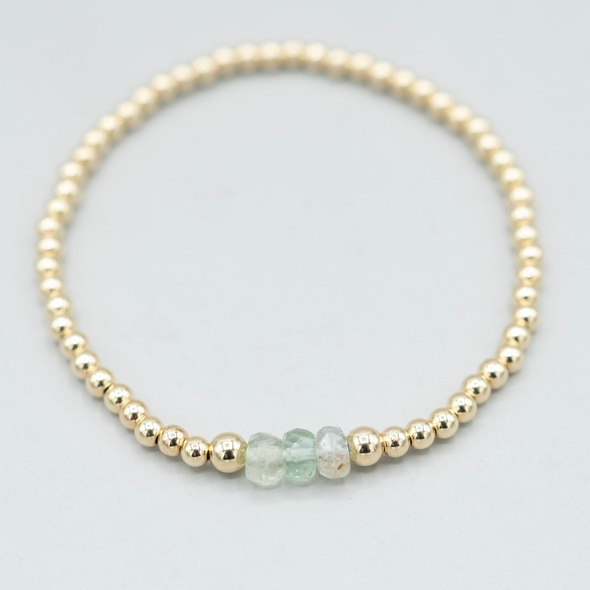 3mm Birthstone & 4mm Beaded Lux Bracelet Set