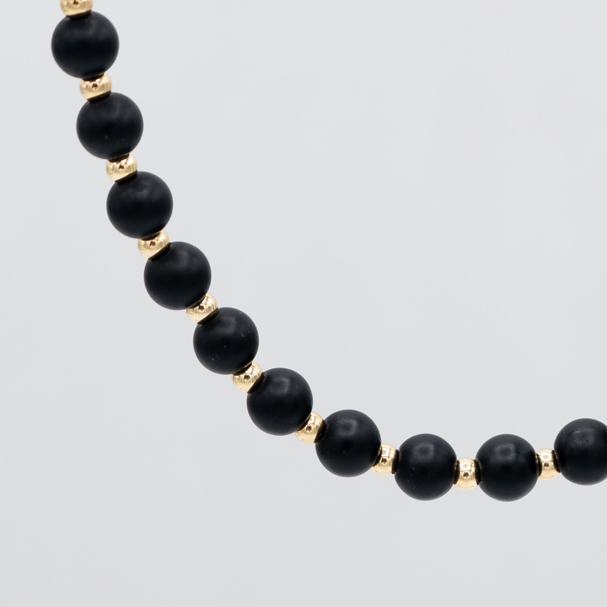 Matte Black Onyx & 14k Gold Filled Beaded Necklace