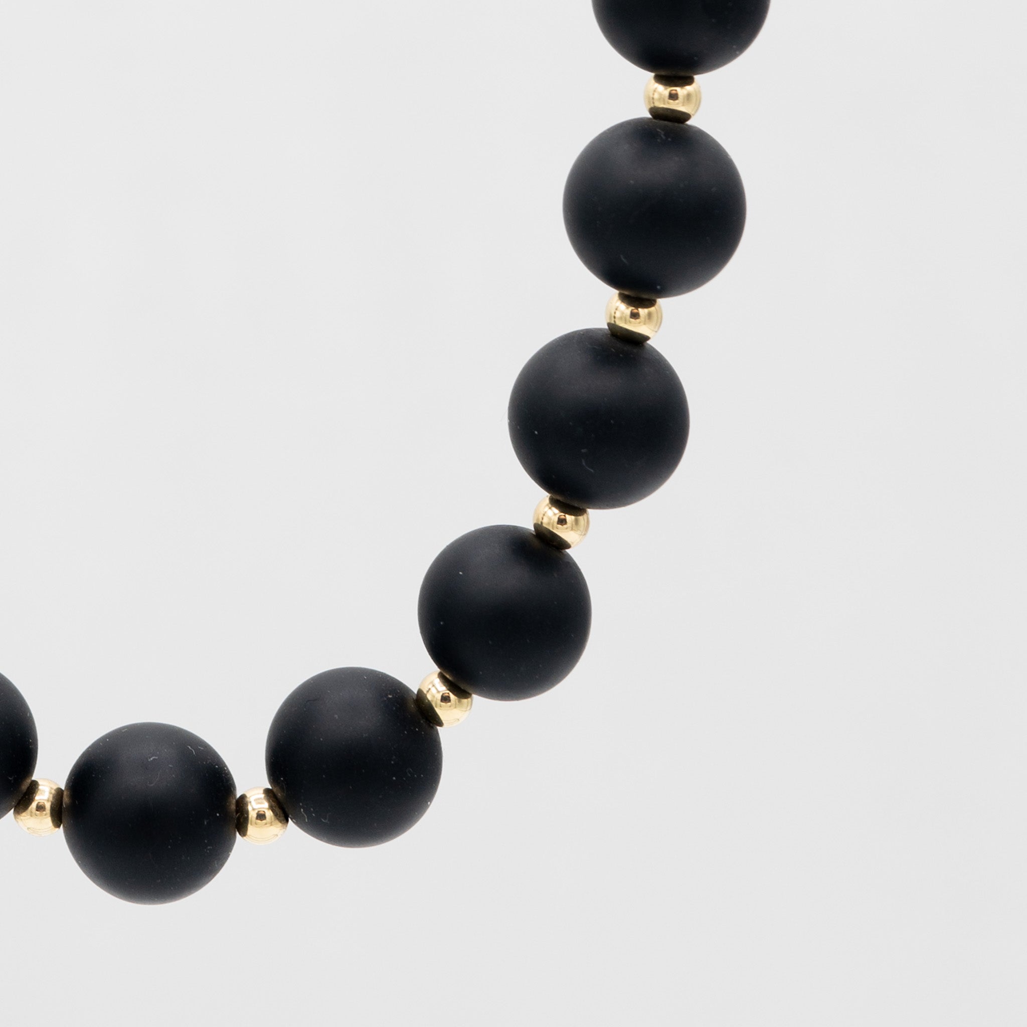 Matte Black Onyx & 14k Gold Filled Large Bead Necklace