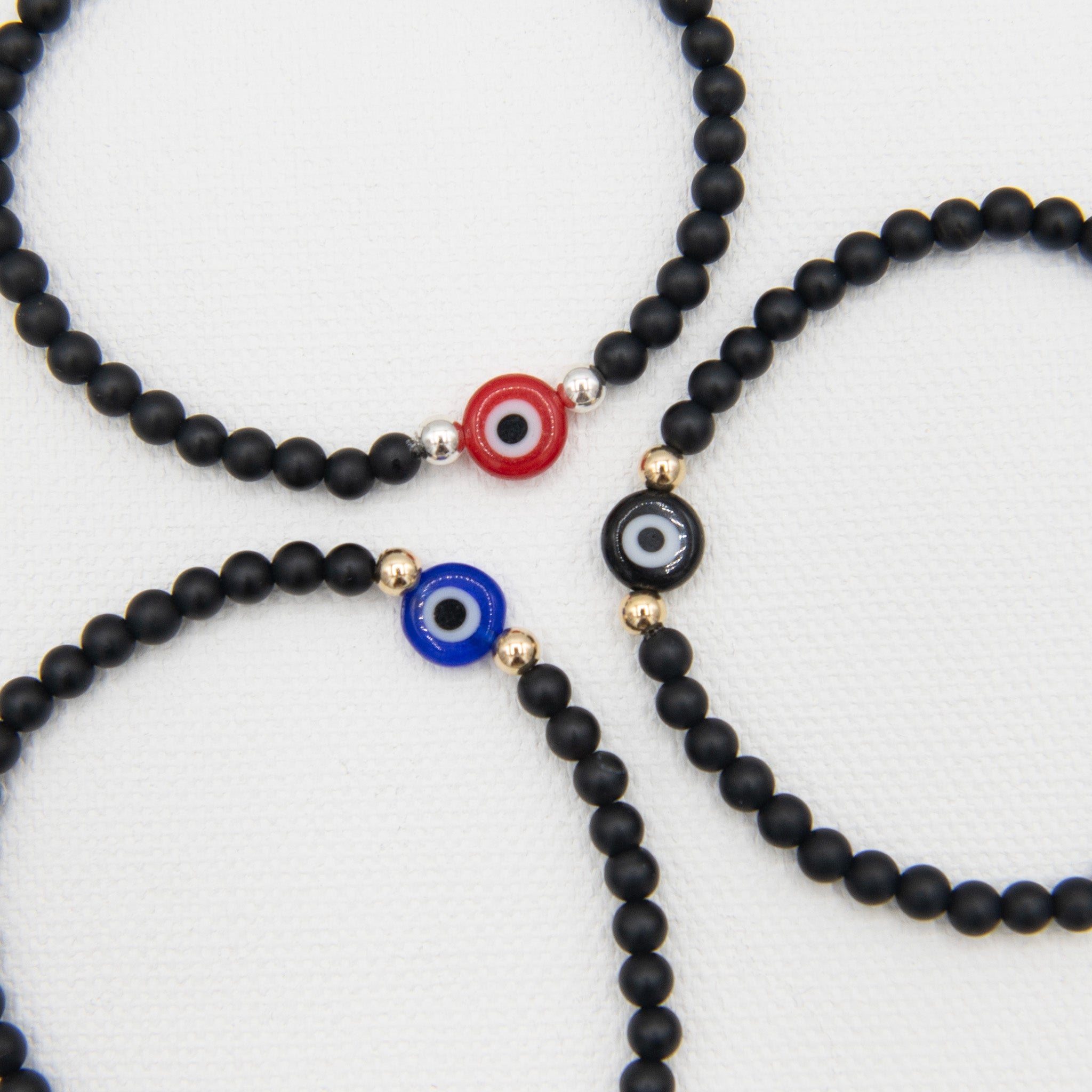 Matte Black Onyx & Evil Eye Bracelet