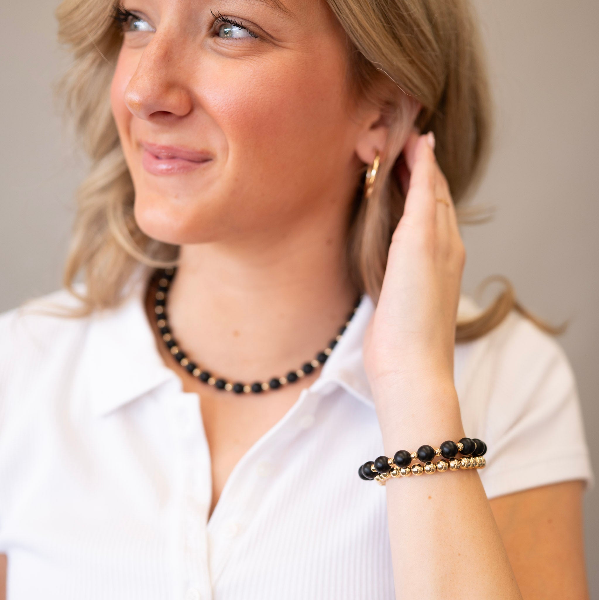 Matte Black Onyx & Beaded Lux Bracelet