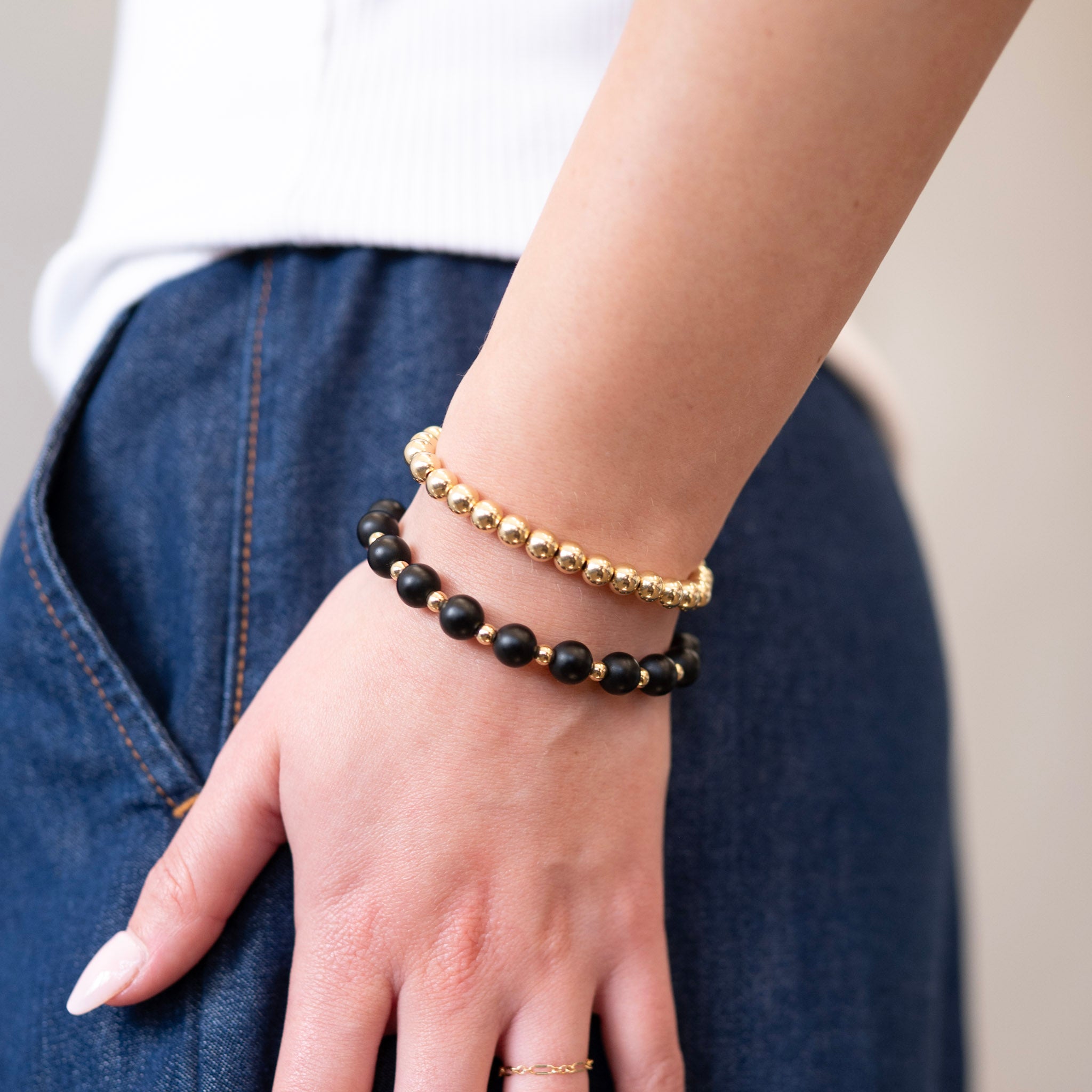 Matte Black Onyx & Beaded Lux Bracelet
