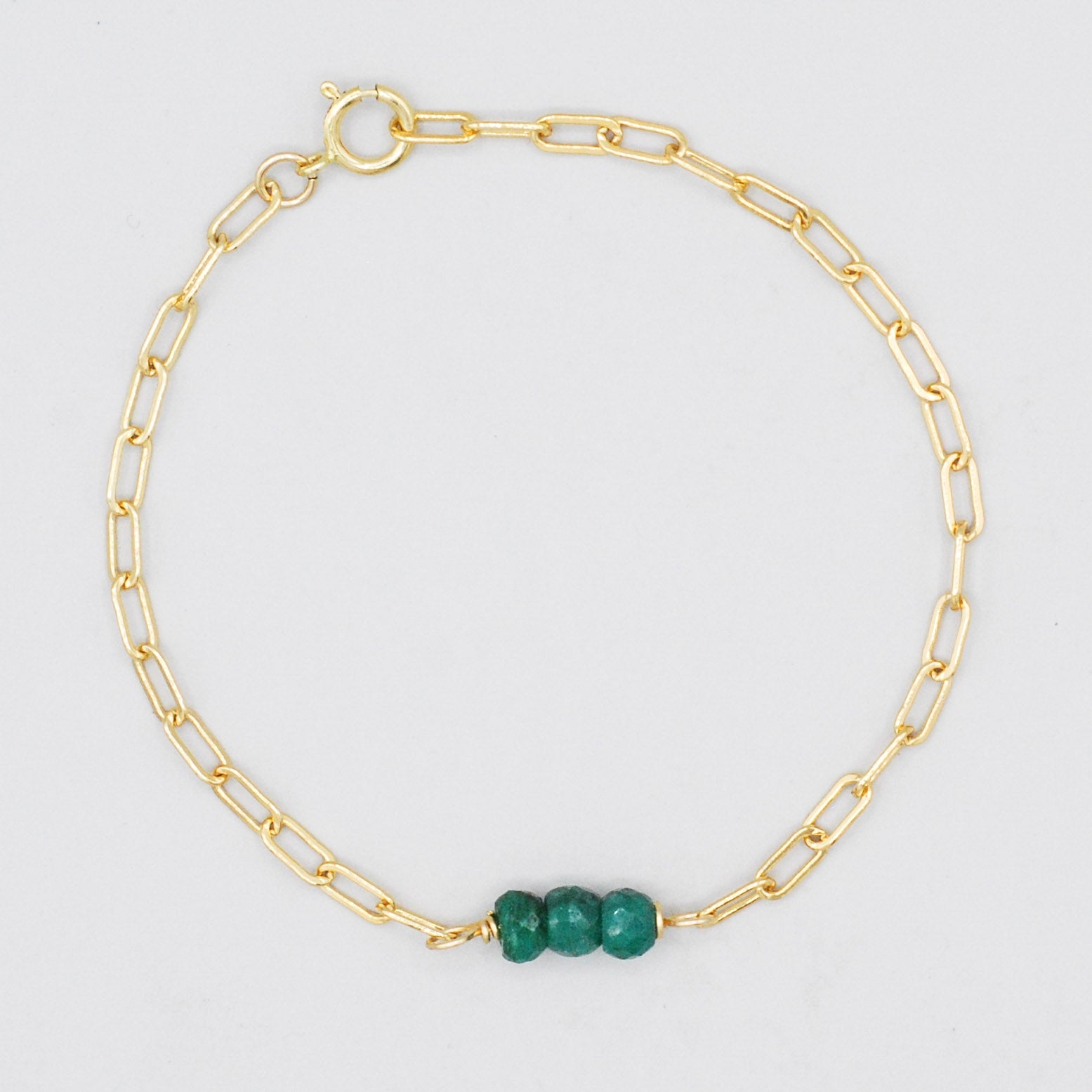 May Emerald Paper Clip Chain Bracelet