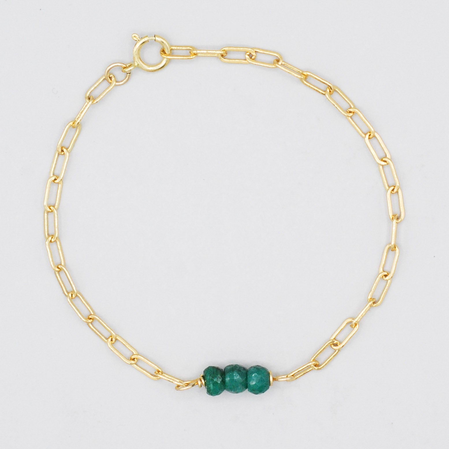 May Emerald Paper Clip Chain Bracelet - Jewel Ya