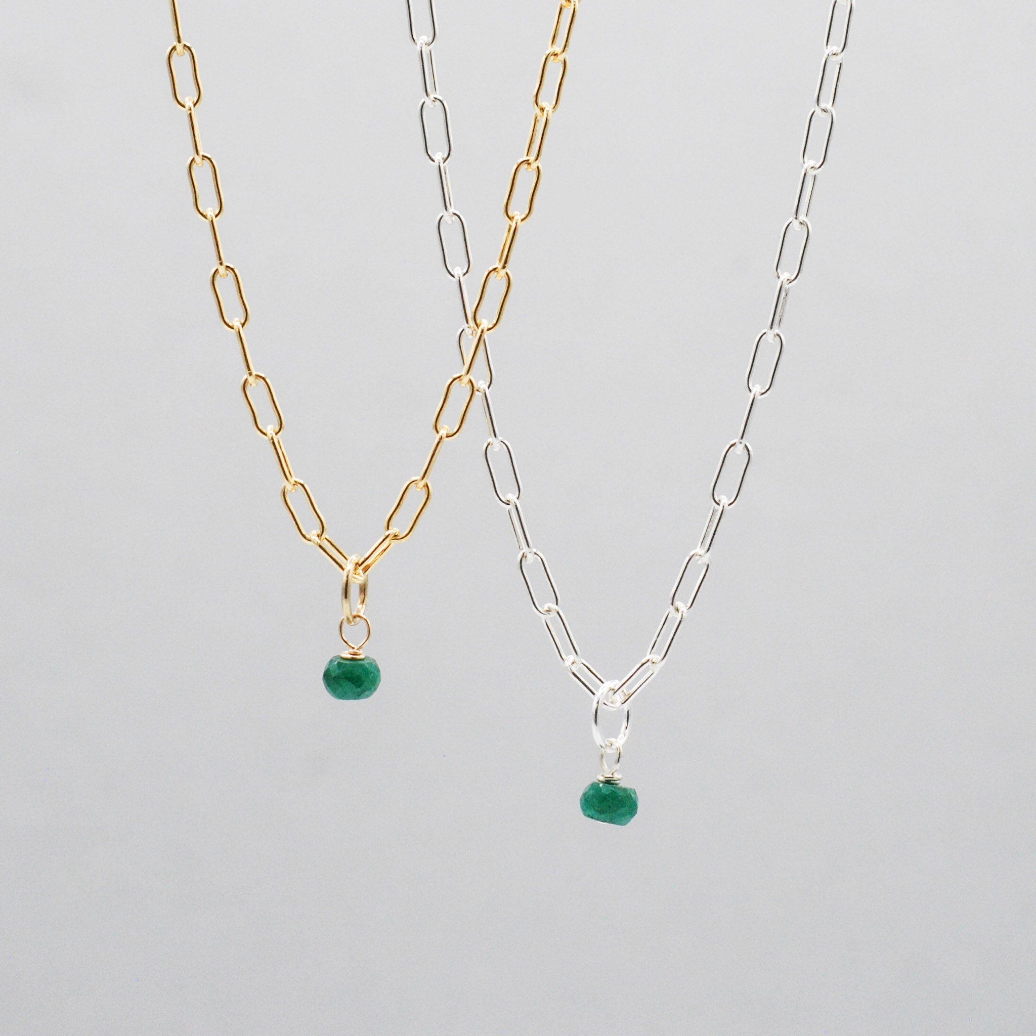 Birthstone Paper Clip Necklace