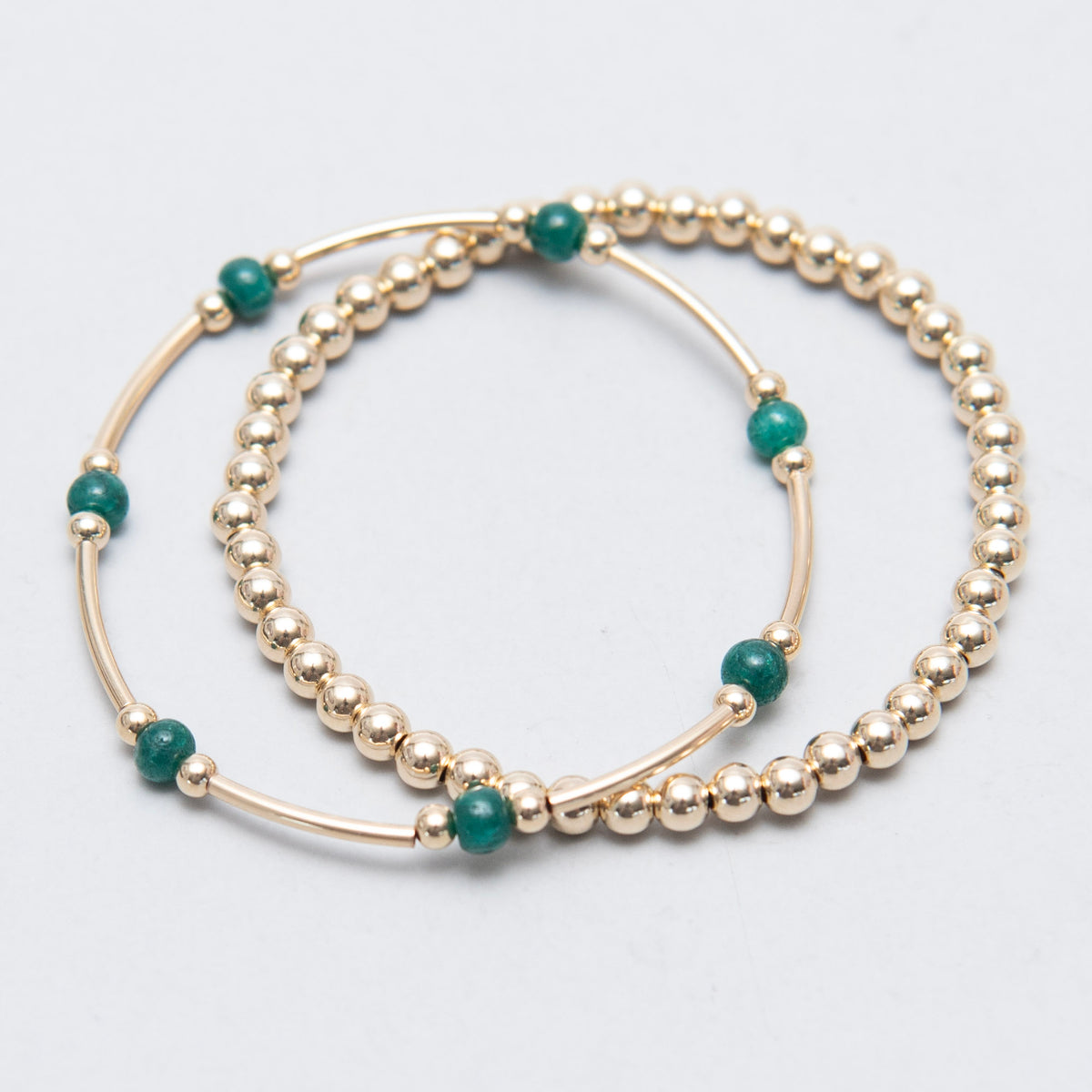 May Emerald Beaded Lux Tube Bracelet - Jewel Ya