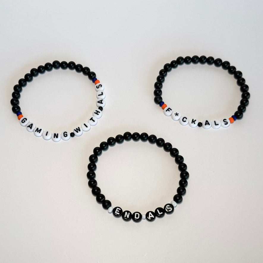 Men's 'ALS Gamer' 'F*ck ALS' or 'End ALS' Matte Black Onyx Bead Bracelet - ALS Arizona Fundraiser
