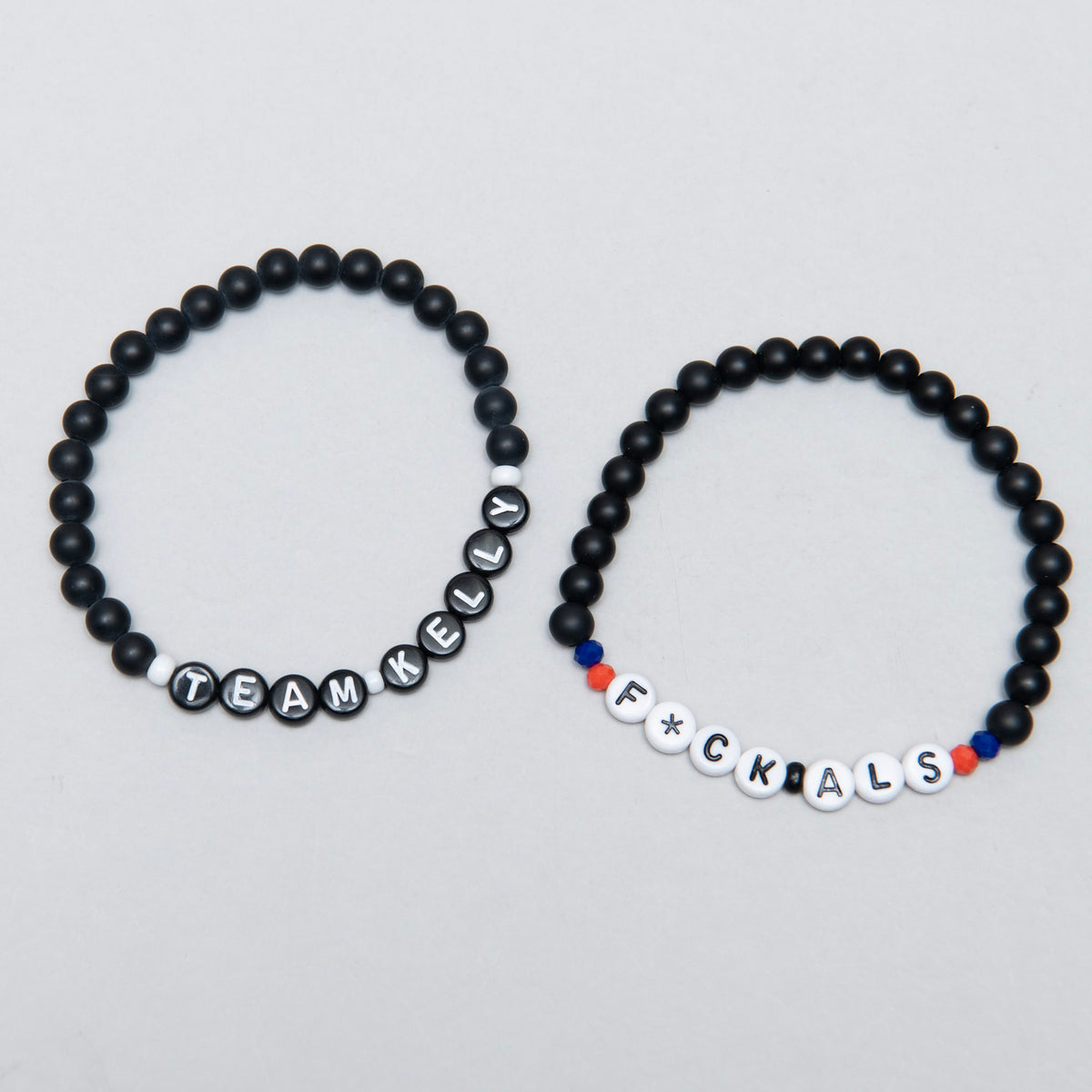 Men's 'Team Kelly' or "F*ck ALS' Matte Black Onyx Bead Bracelet - ALS Arizona Fundraiser