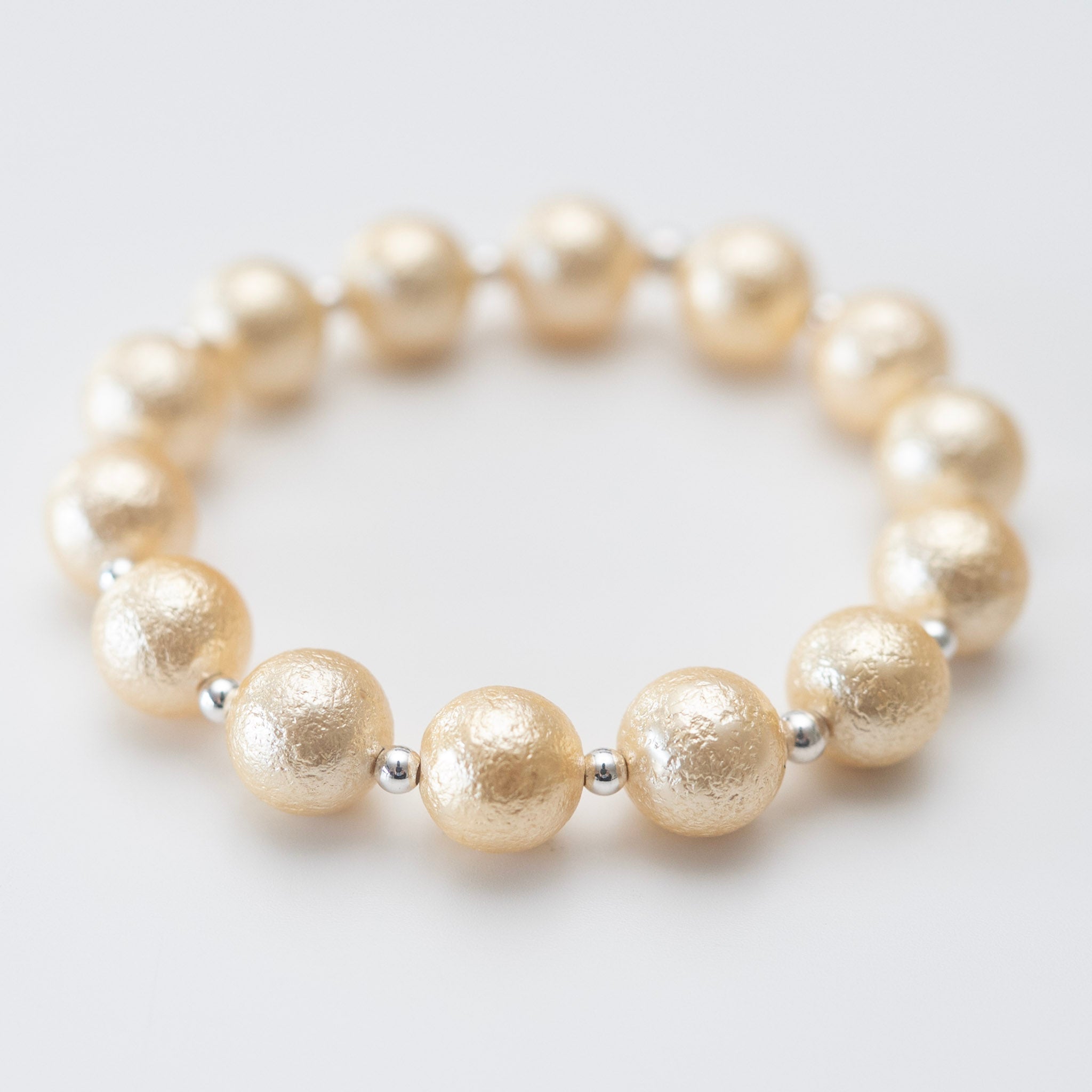 Metallic Gold Pearl & Sterling Silver Bracelet
