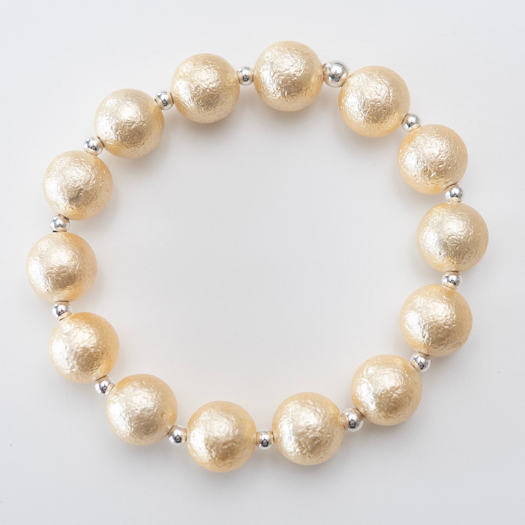Metallic Gold Pearl & Sterling Silver Bracelet
