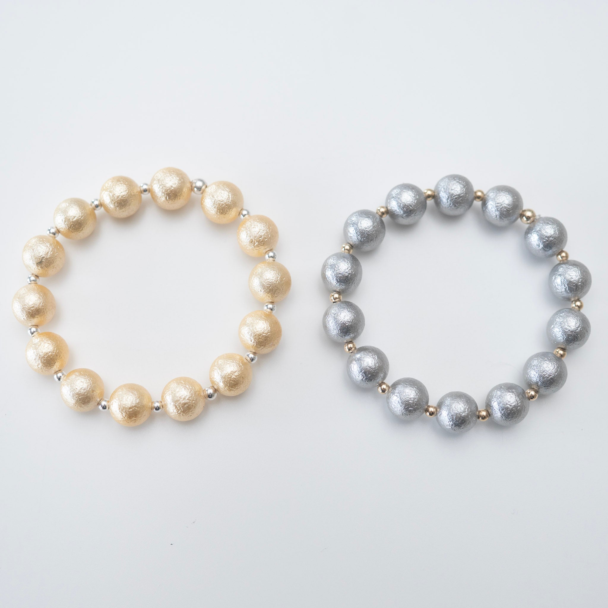 Metallic Gold Pearl & Sterling Silver Bracelet