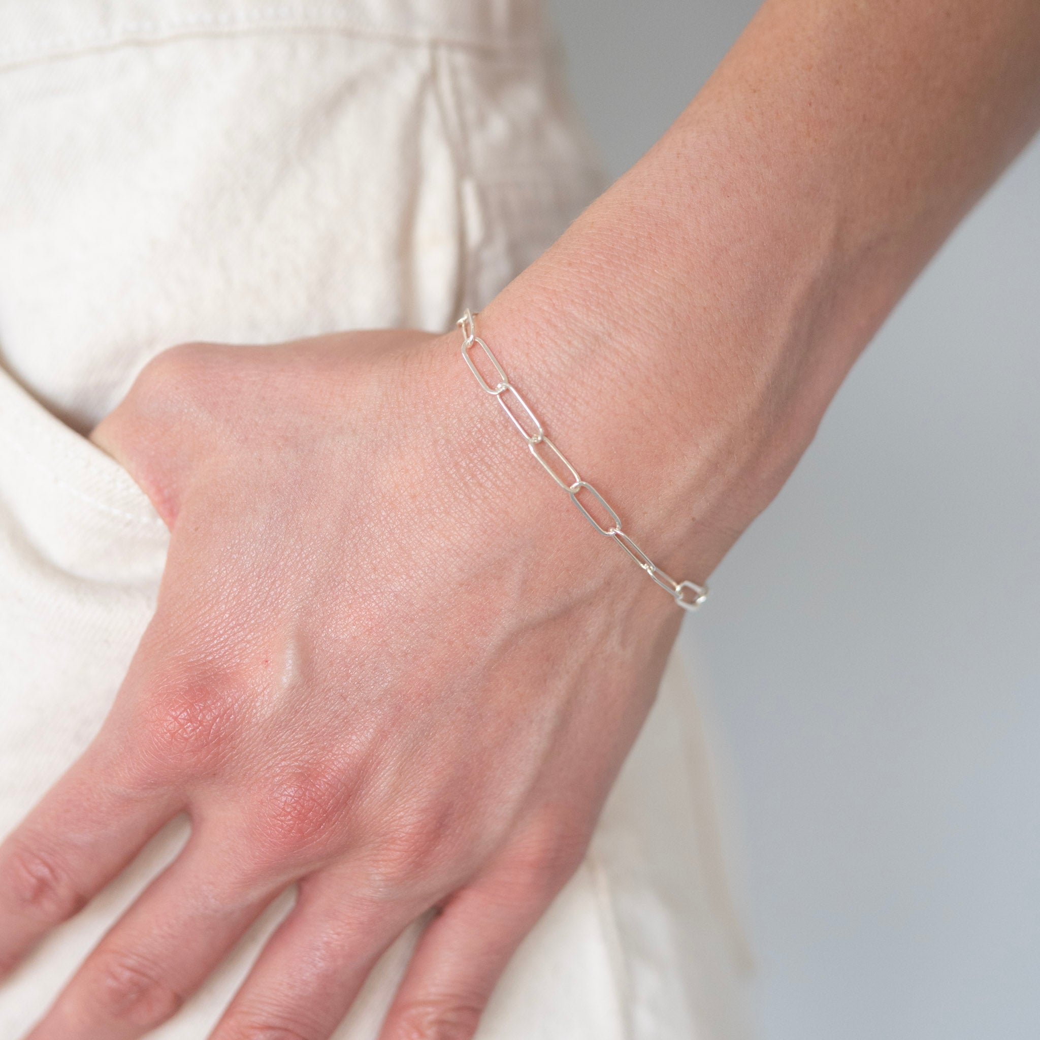 Midi Sterling Silver Paperclip Chain Bracelet