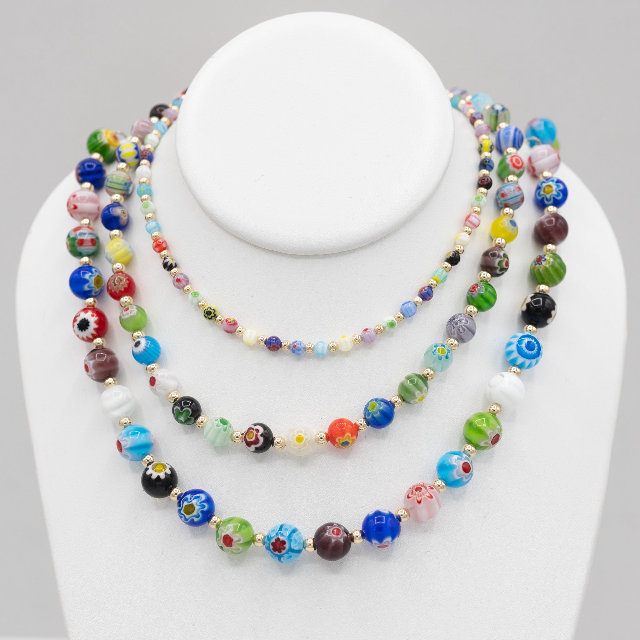 Medium Millefiori Beaded Lux Necklace - Jewel Ya