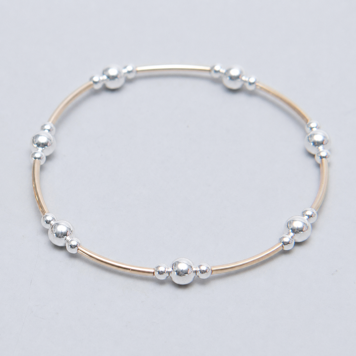 Mixed Metal Beaded Lux Tube Bracelet - Jewel Ya