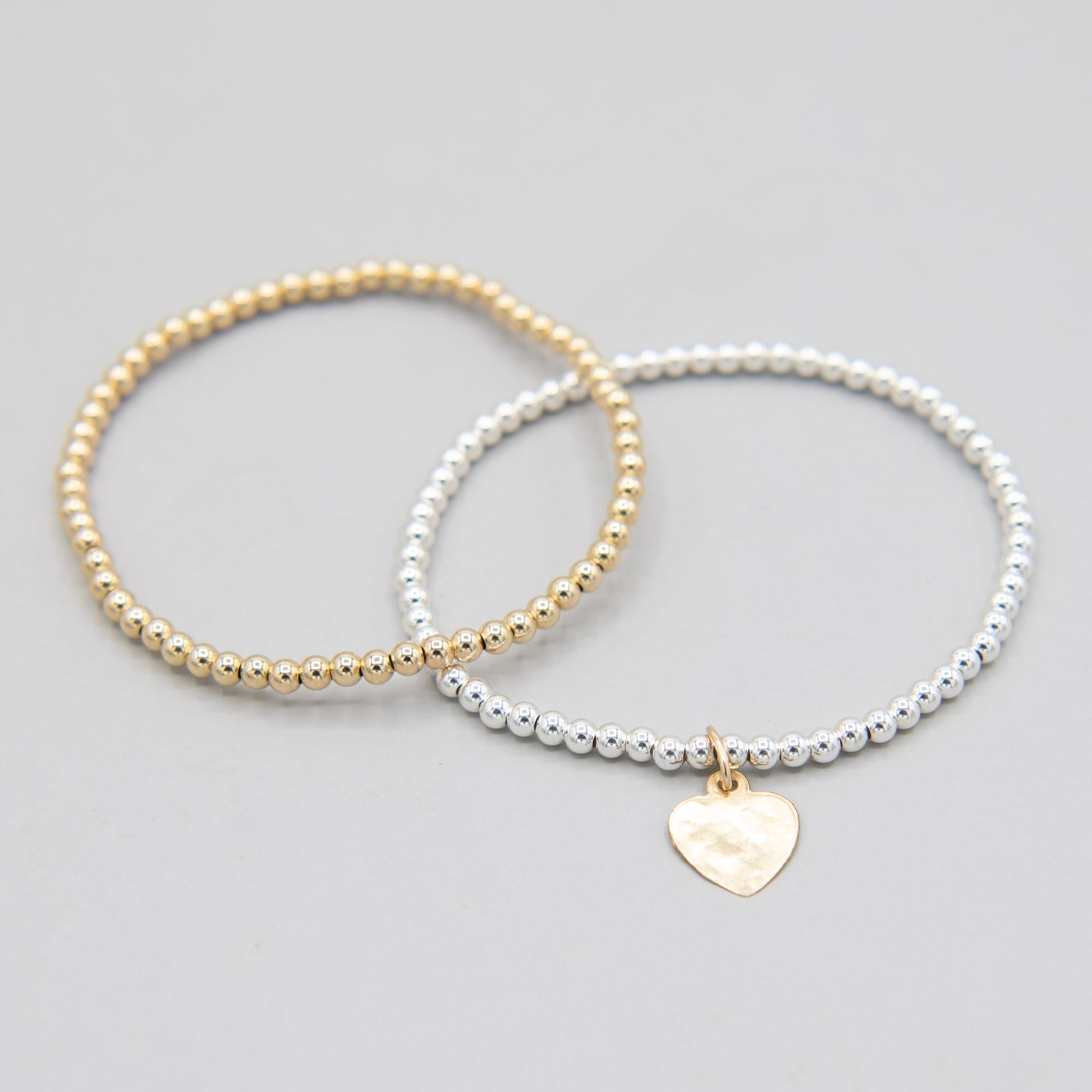 Mixed Metal Heart Bracelet Set