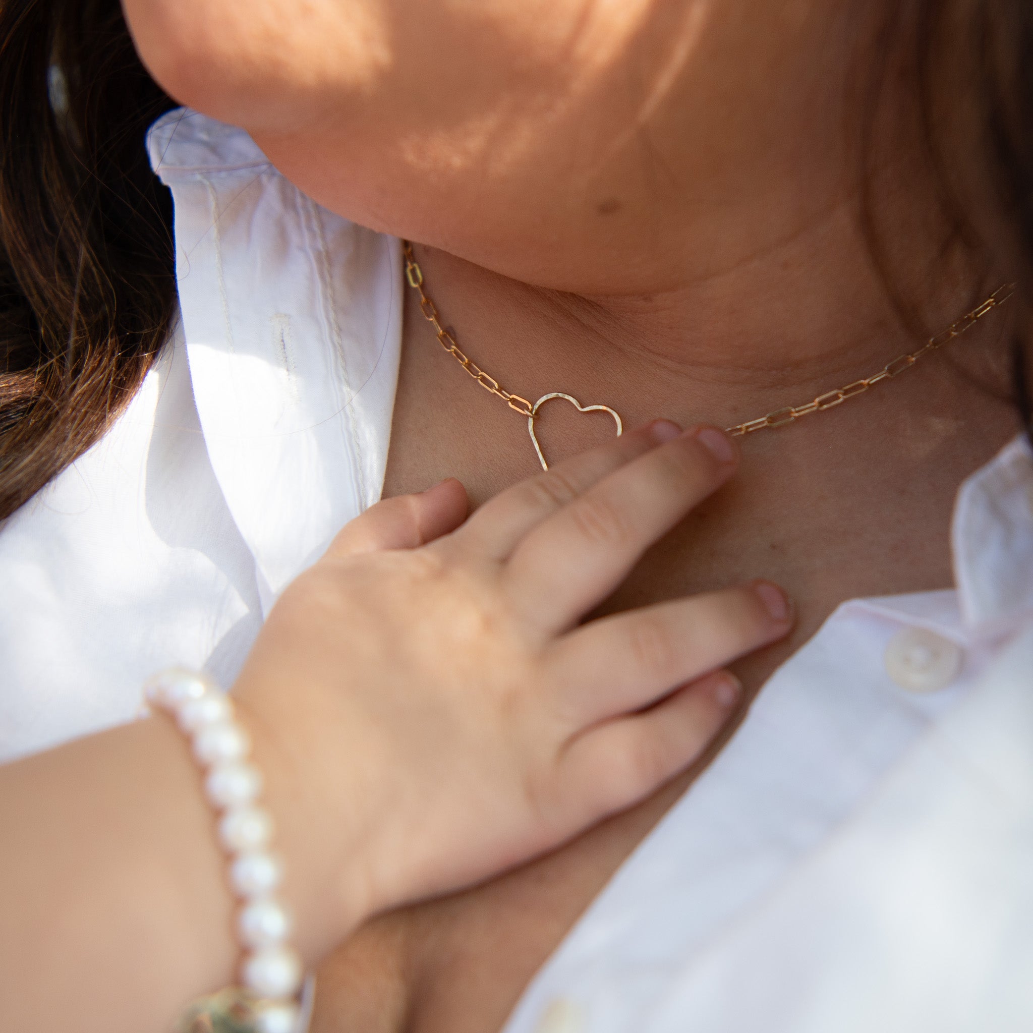 Mommy & Me Heart Link Paper Clip Necklace