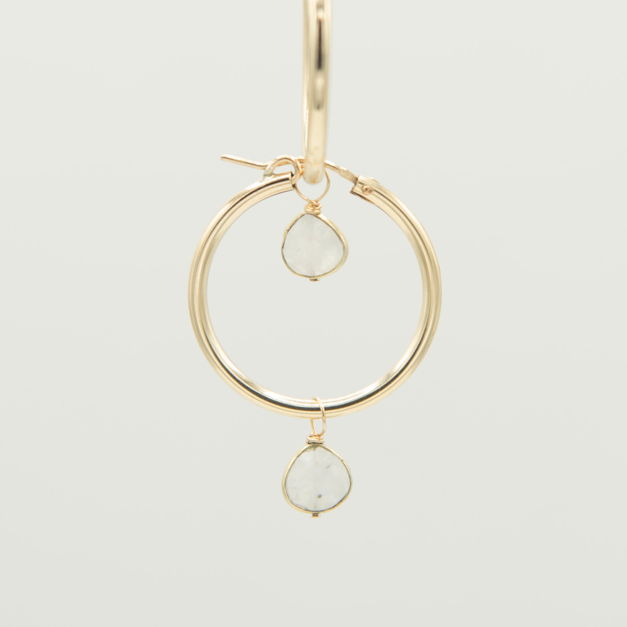 Moonstone Teardrop Hoop Drops