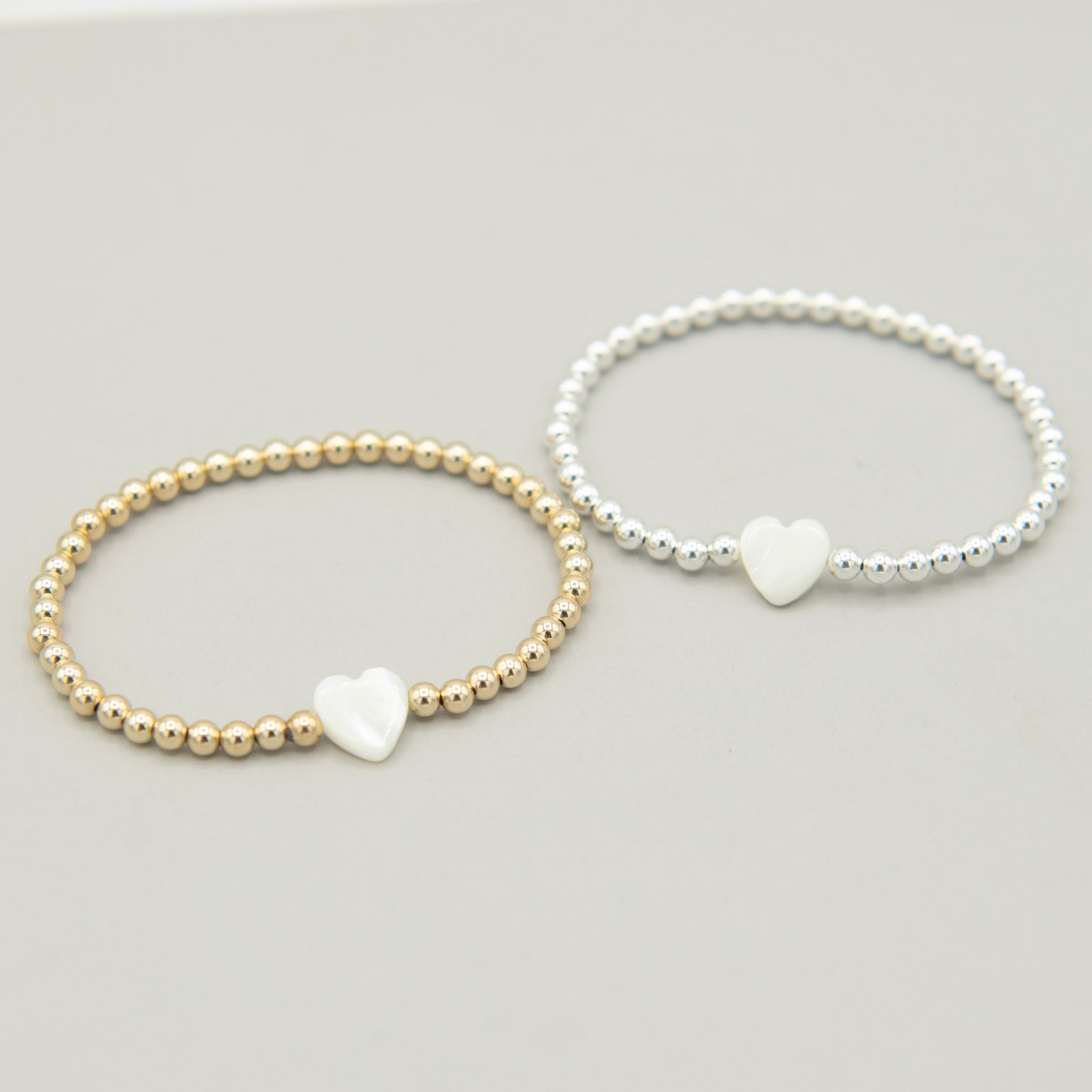 Mother of Pearl Beaded Lux Heart Bracelet