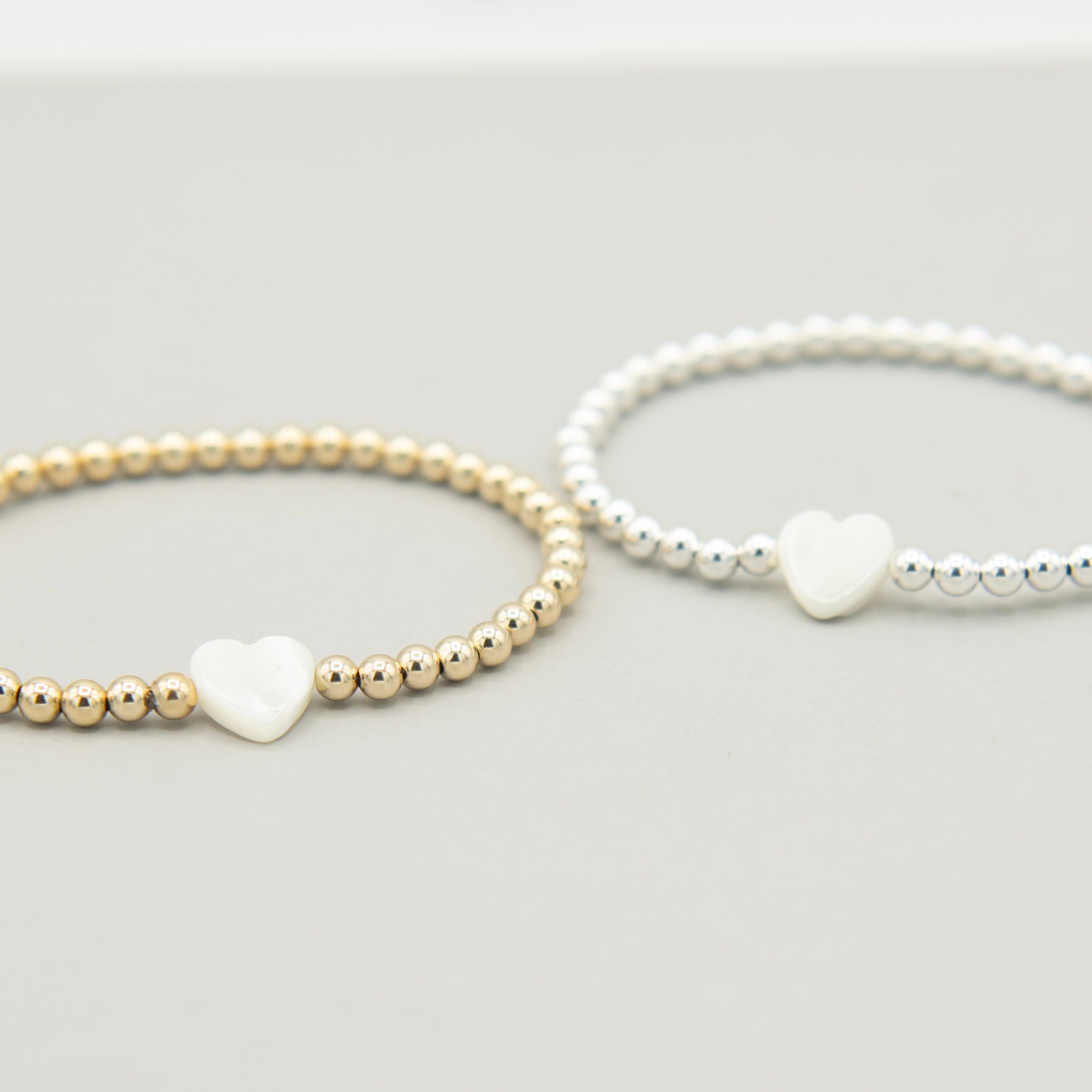 Mother of Pearl Beaded Lux Heart Bracelet