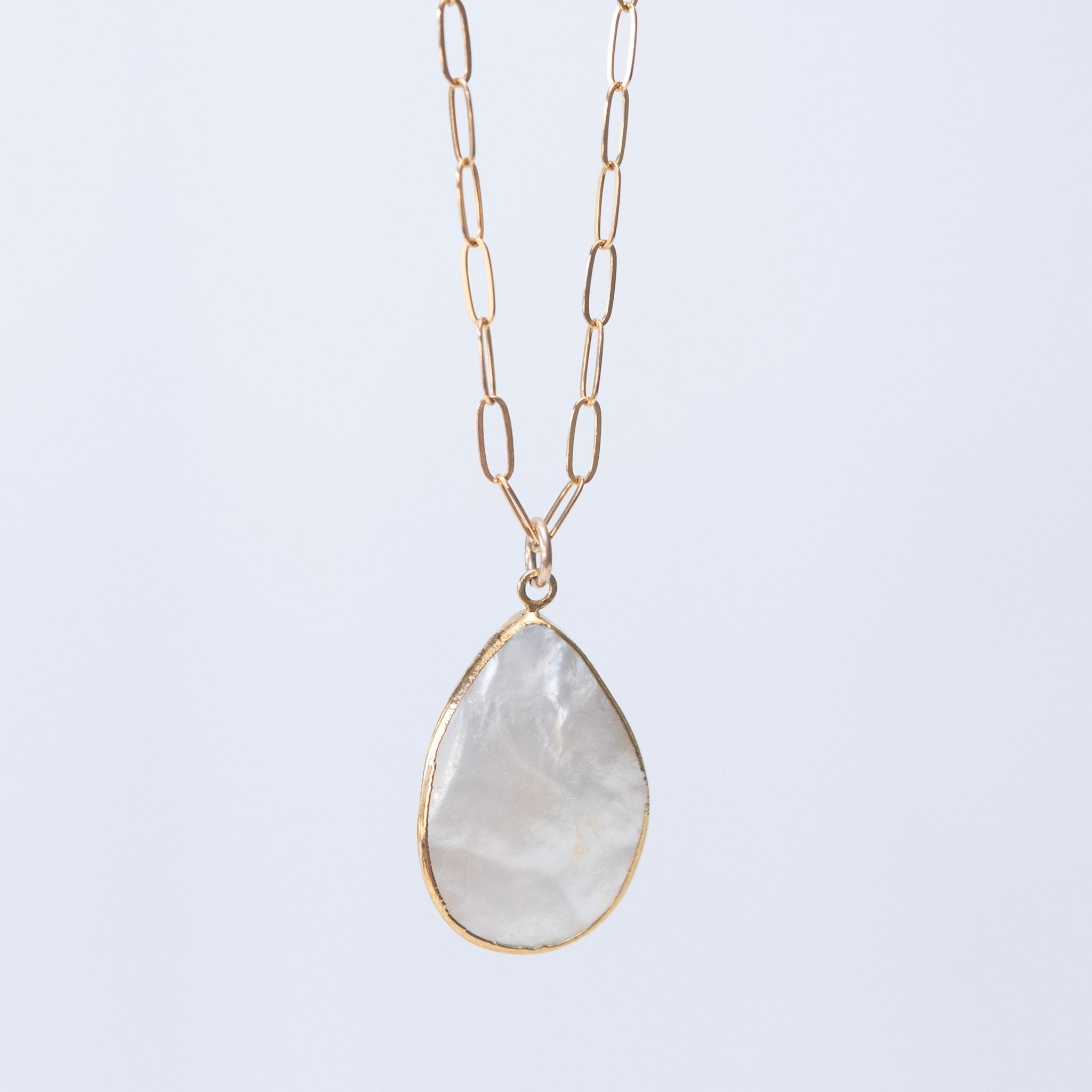 Mother of Pearl & Paperclip Chain Necklace