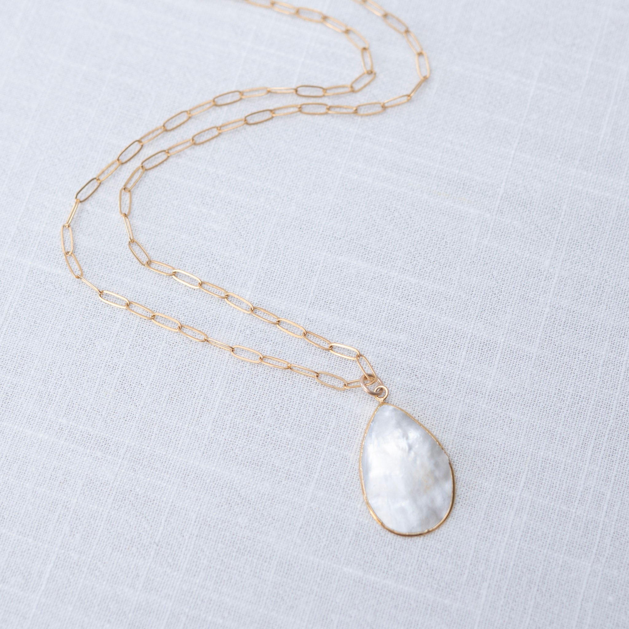 Mother of Pearl Teardrop Shell Pendant