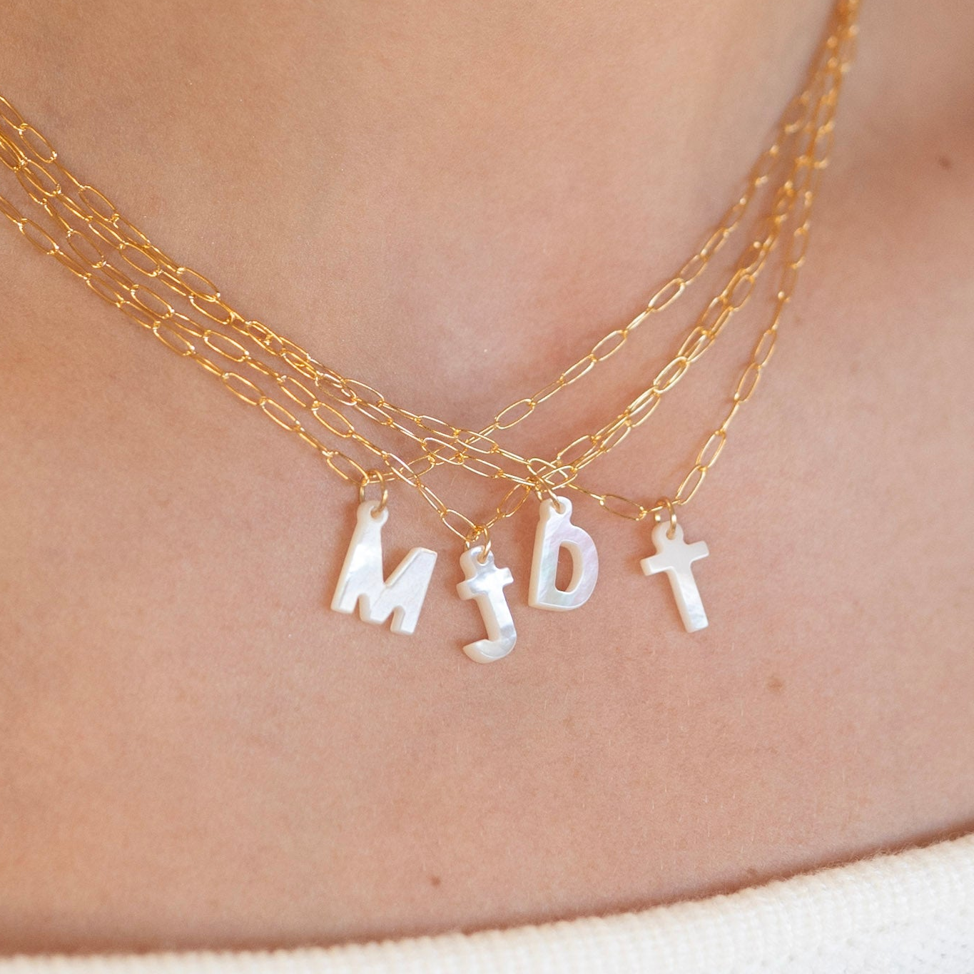 Mother of Pearl Initial Alphabet Charm