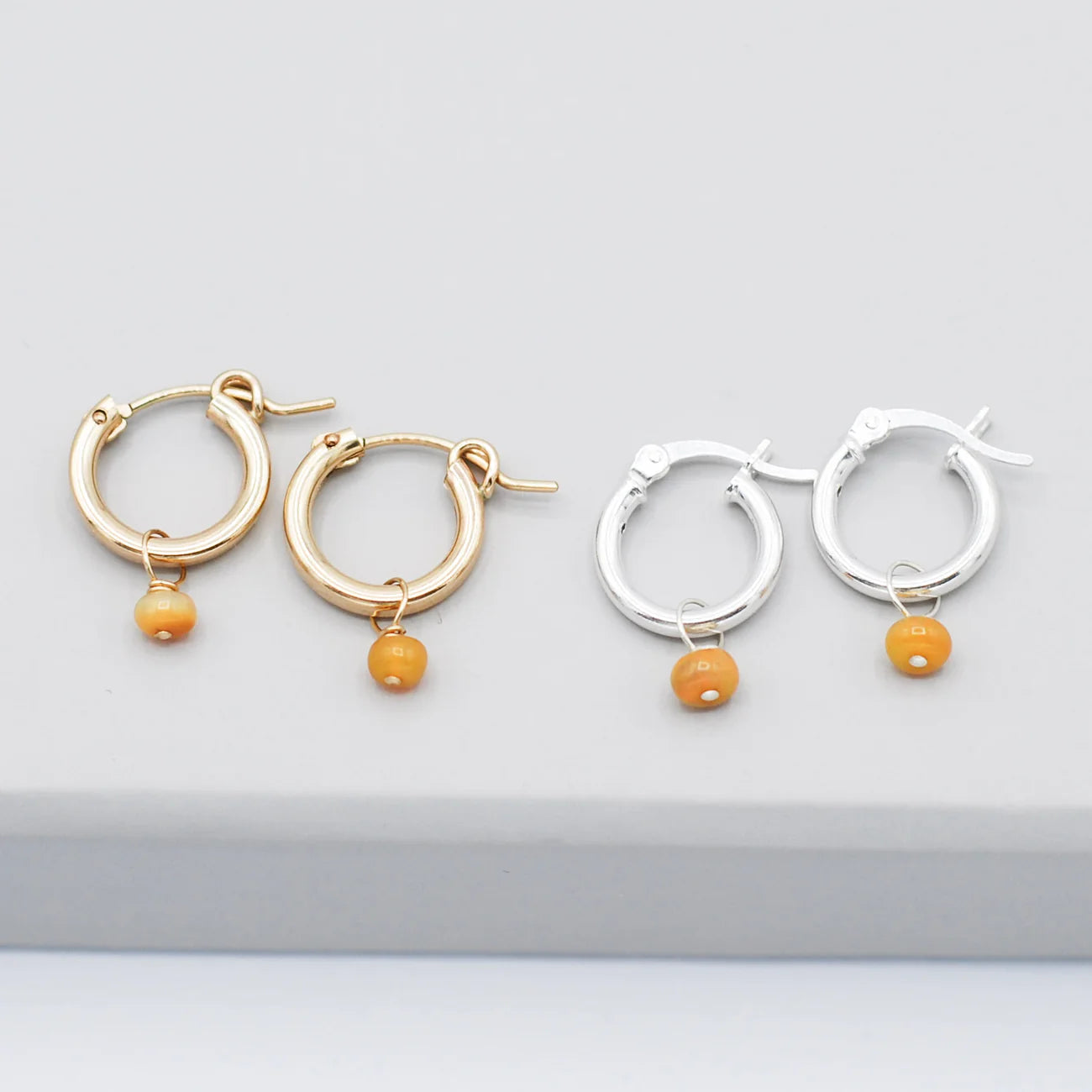 Tube Hoops & Birthstone Drops