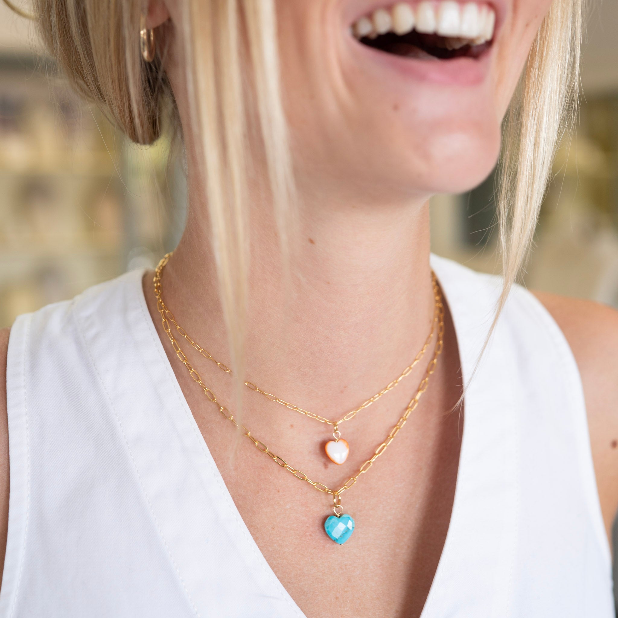 Oytster Sea Shell Heart Paperclip Necklace