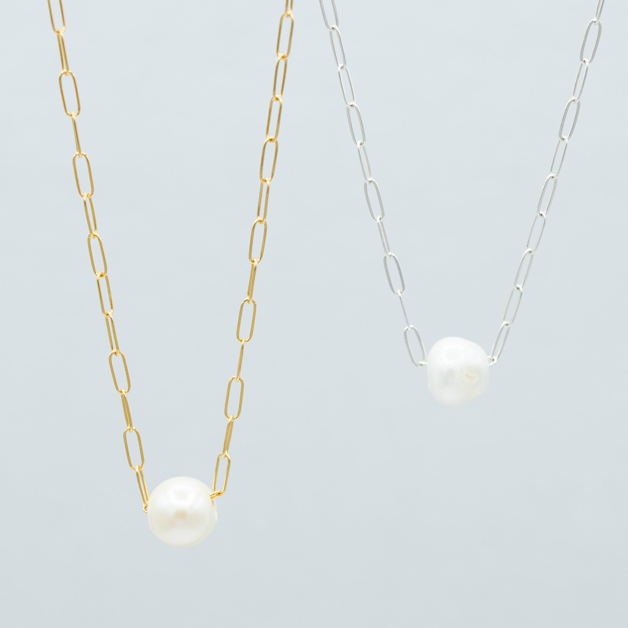 Paperclip Freshwater Pearl Necklace