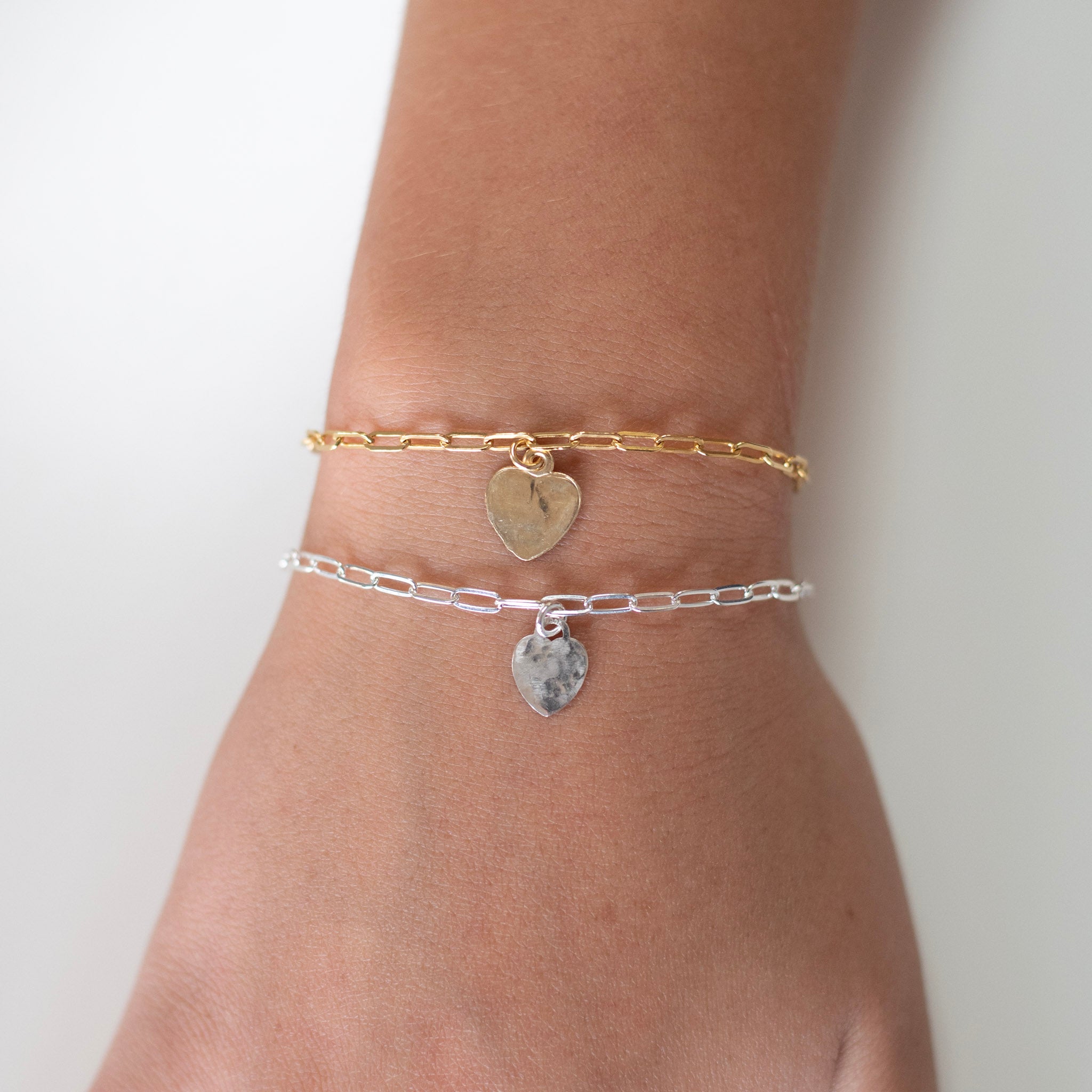 Paper Clip & Petite Heart Bracelet