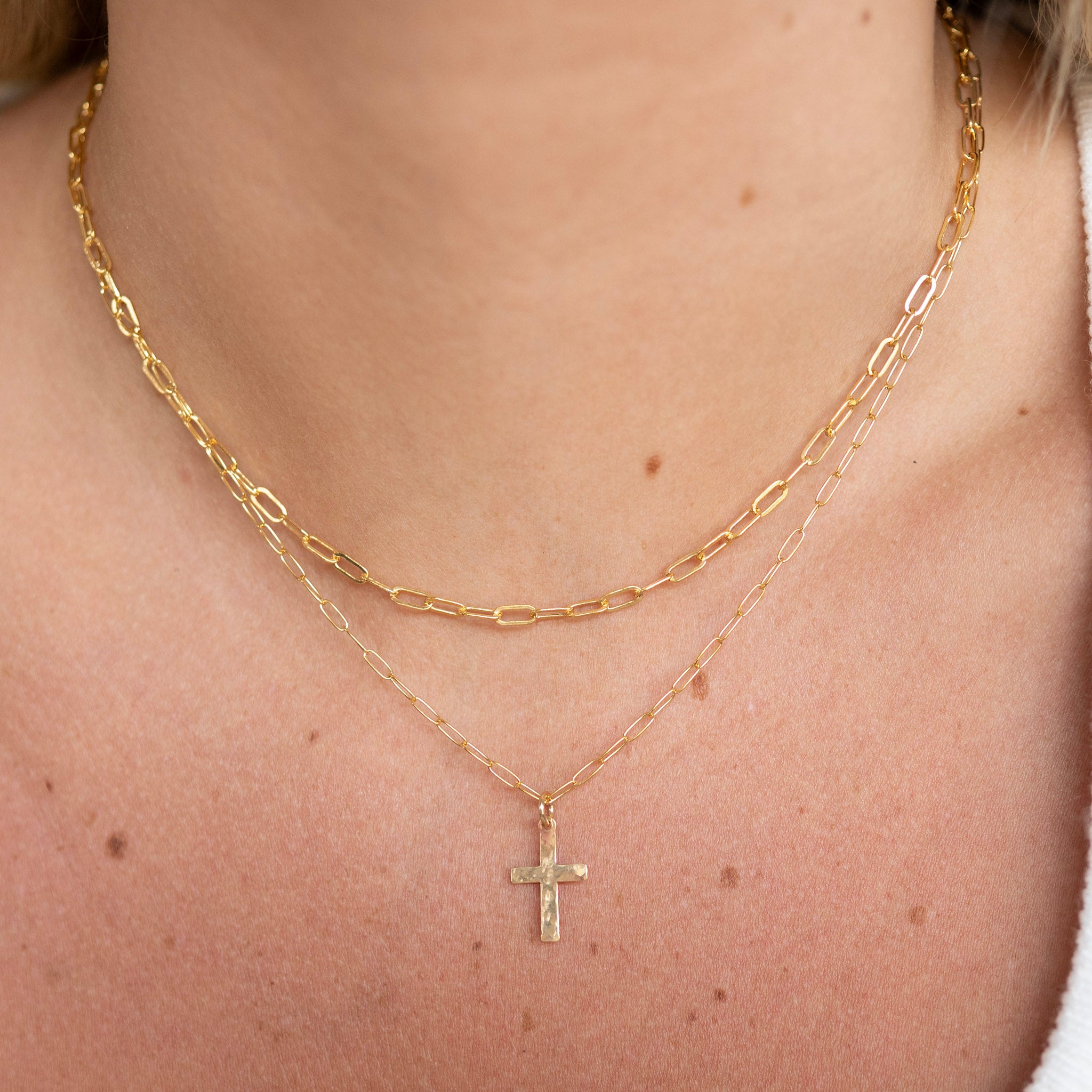 Paperclip Chain Cross Necklace
