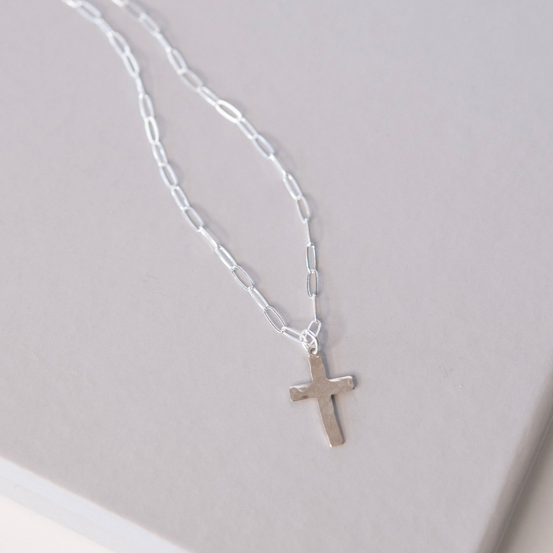 Paperclip Chain Cross Necklace