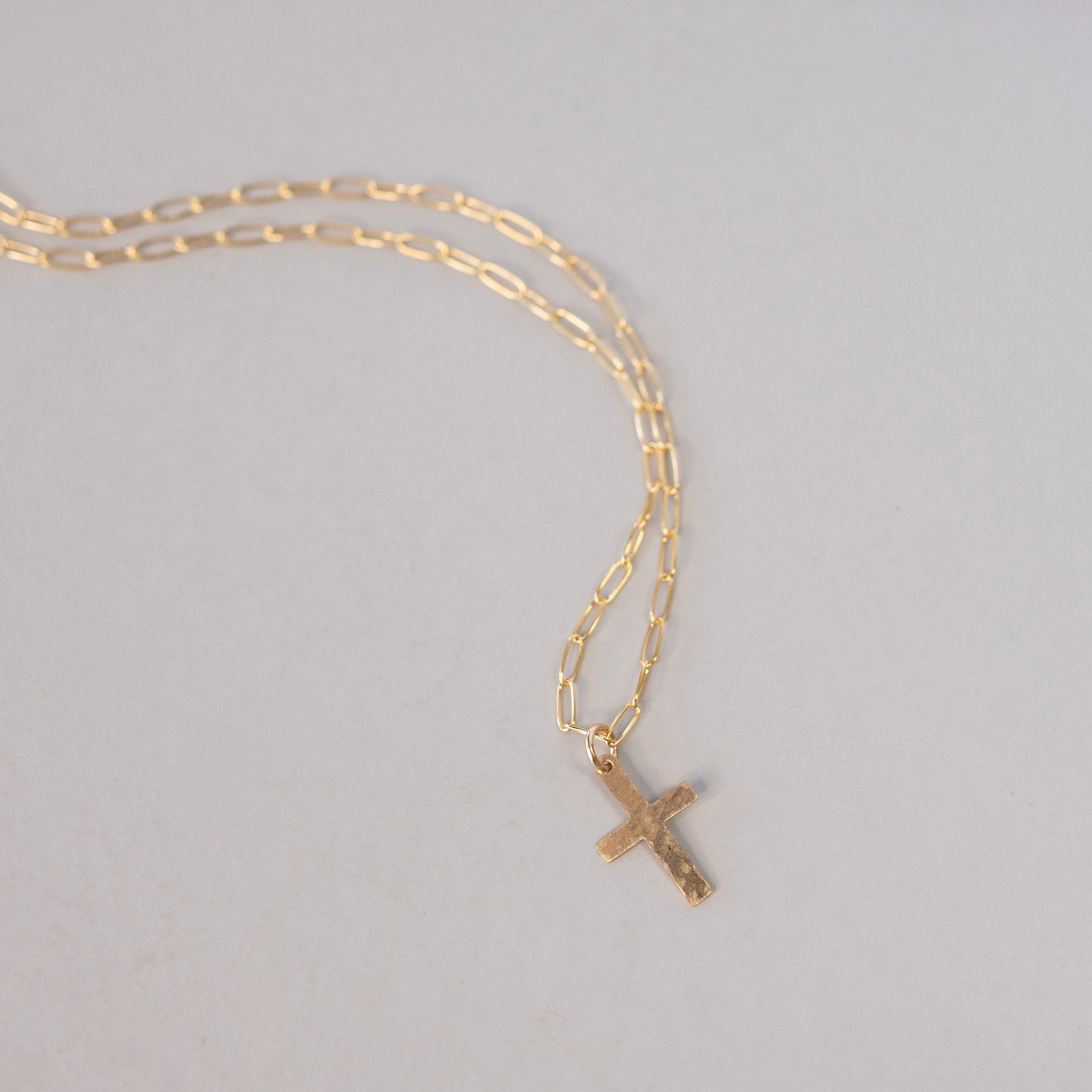 Paperclip Chain Cross Necklace