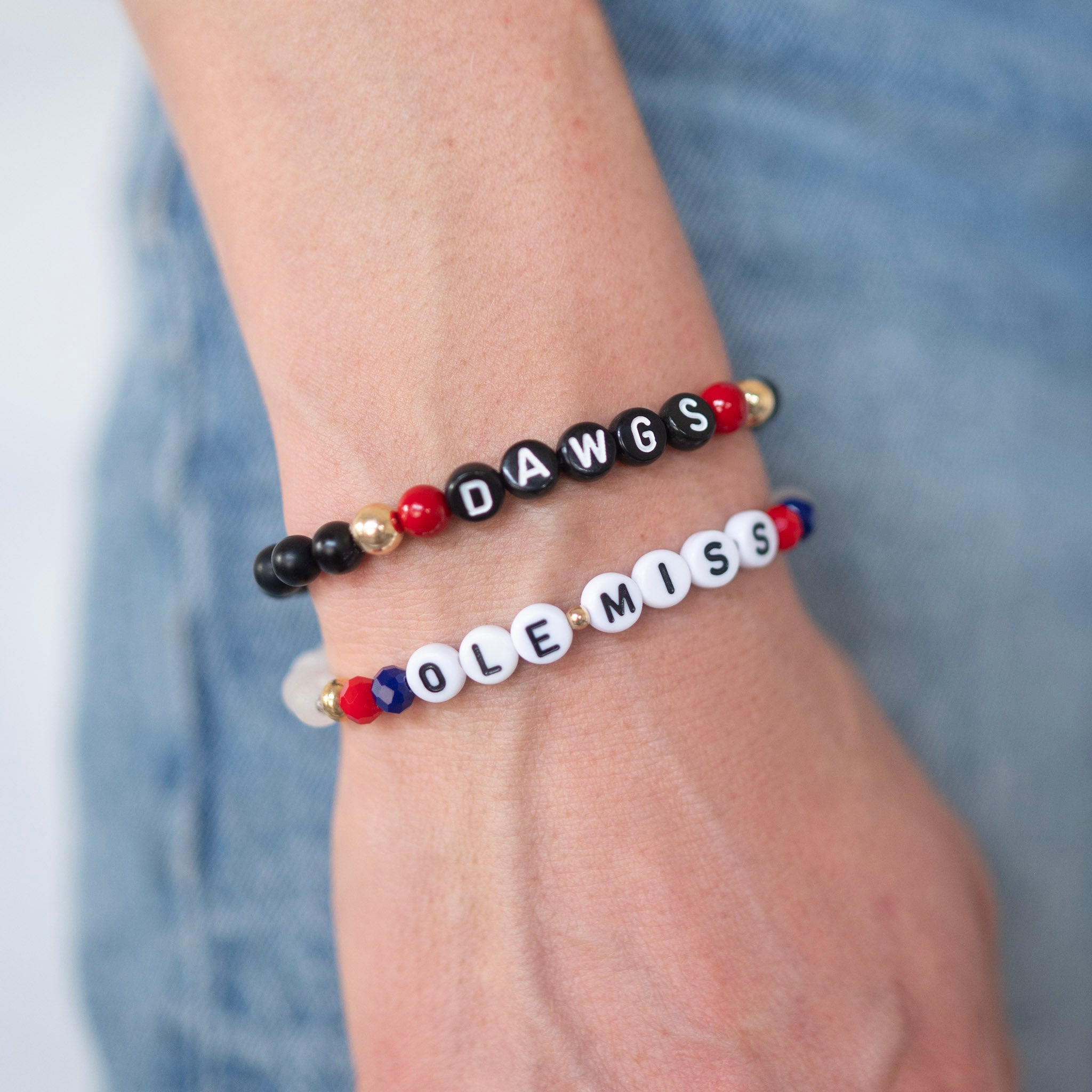 Personalilzed Black Onyx or White Jade Game Day Bracelet