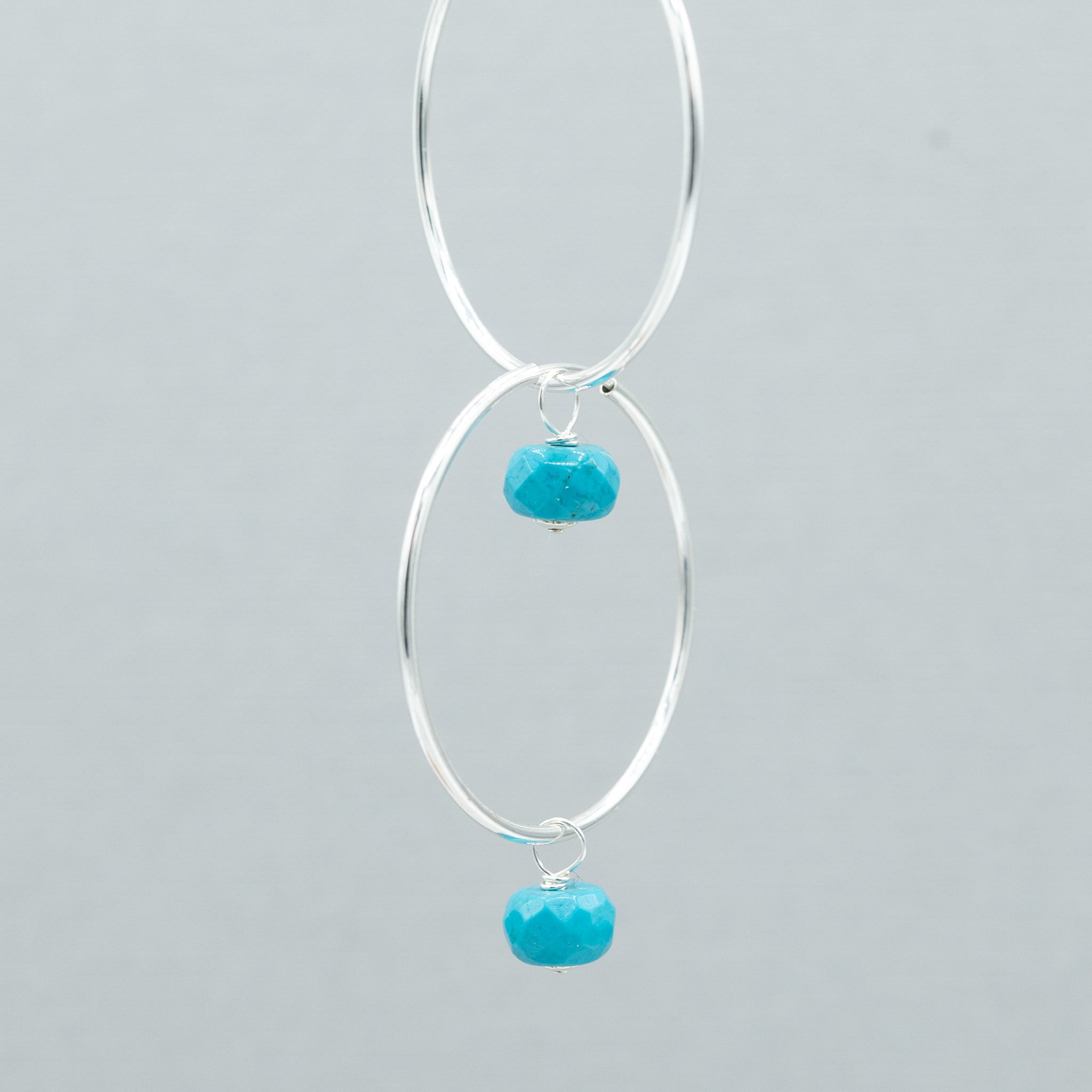 Petite Faceted Turquoise Hoop Drops