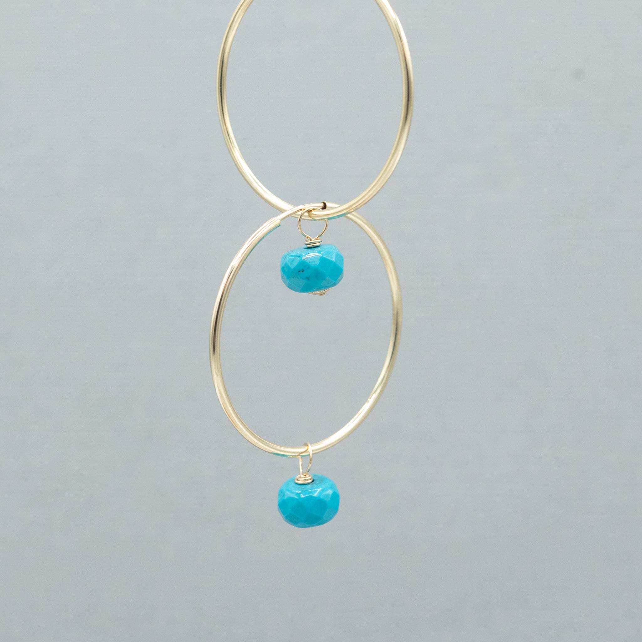 Petite Faceted Turquoise Hoop Drops