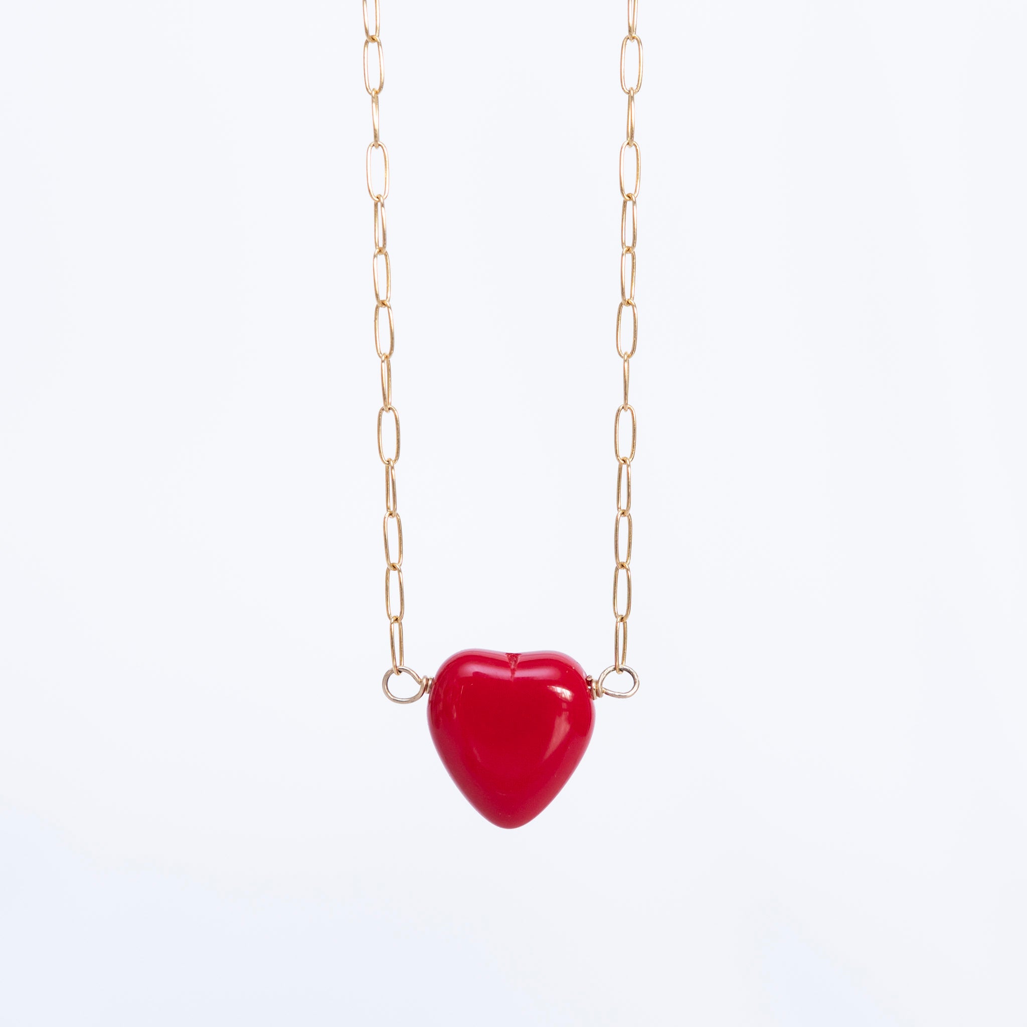 Petite Paperclip & Red Heart Necklace