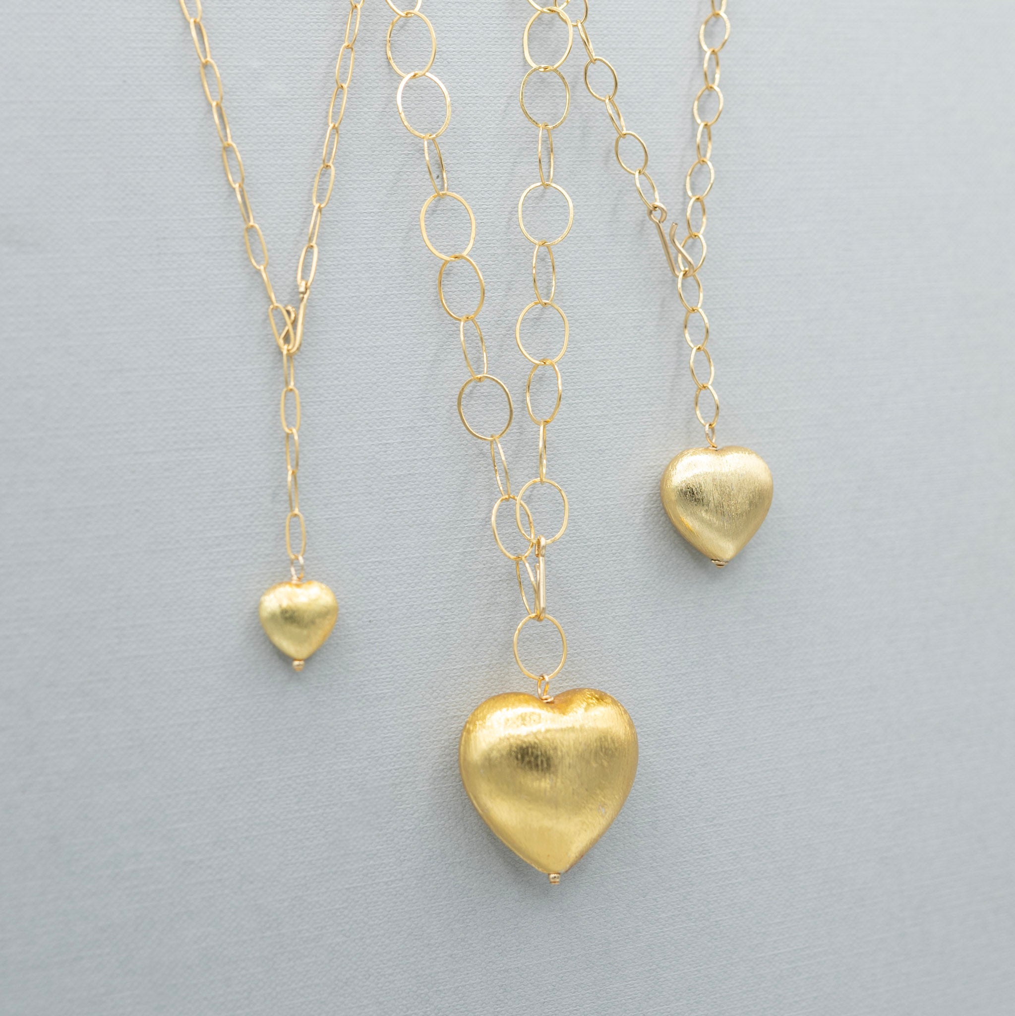 14k Gold Filled Medium Puffy Heart Lariat Necklace