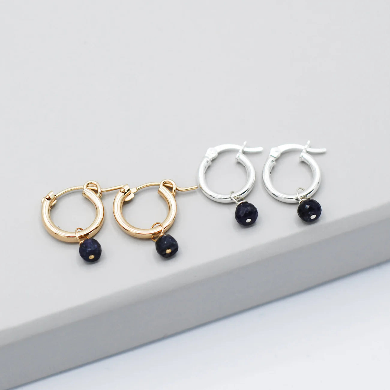 Tube Hoops & Birthstone Drops