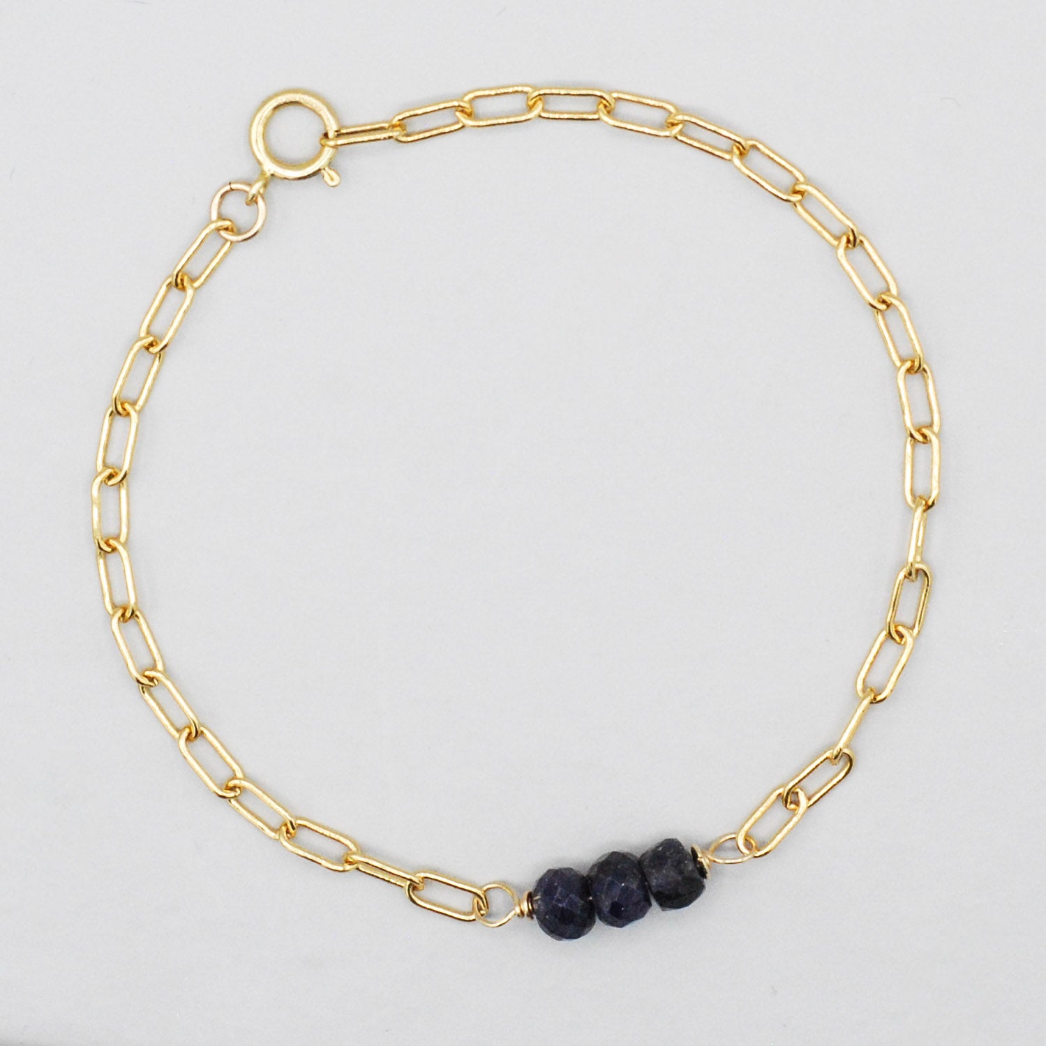 September Sapphire Paper Clip Chain Bracelet - Jewel Ya