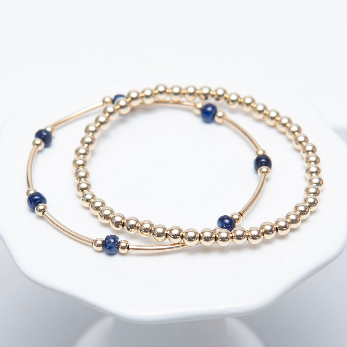 September Sapphire Beaded Lux Tube Bracelet - Jewel Ya